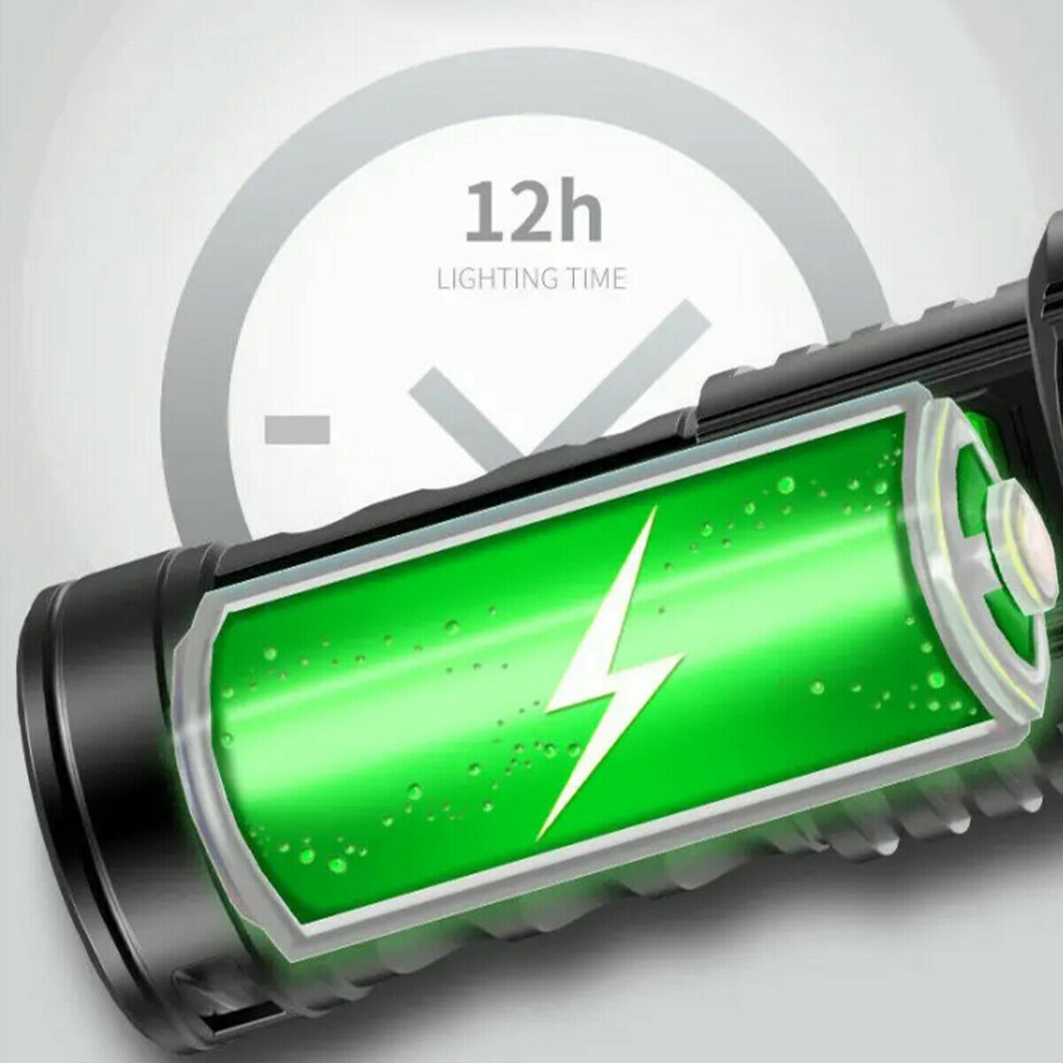 Super Bright LED Torch Tactical Flashlight USB Rechargeable & Battery