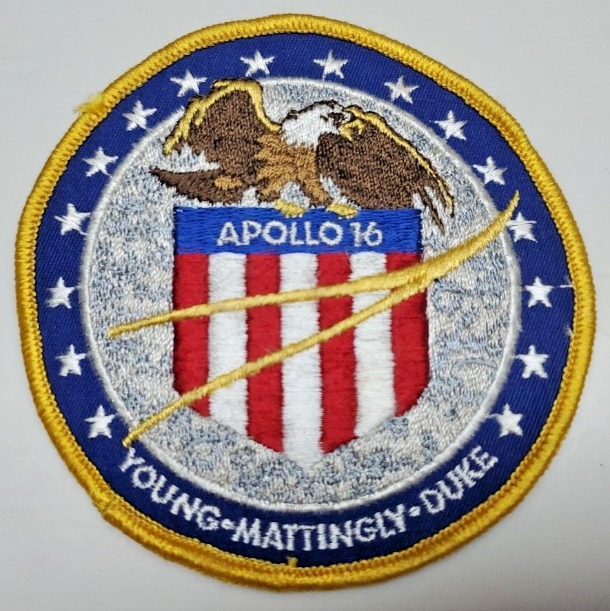 Vintage Apollo 16 Crew Young Mattingly Duke Cloth Back NASA Patch Vintage 4"