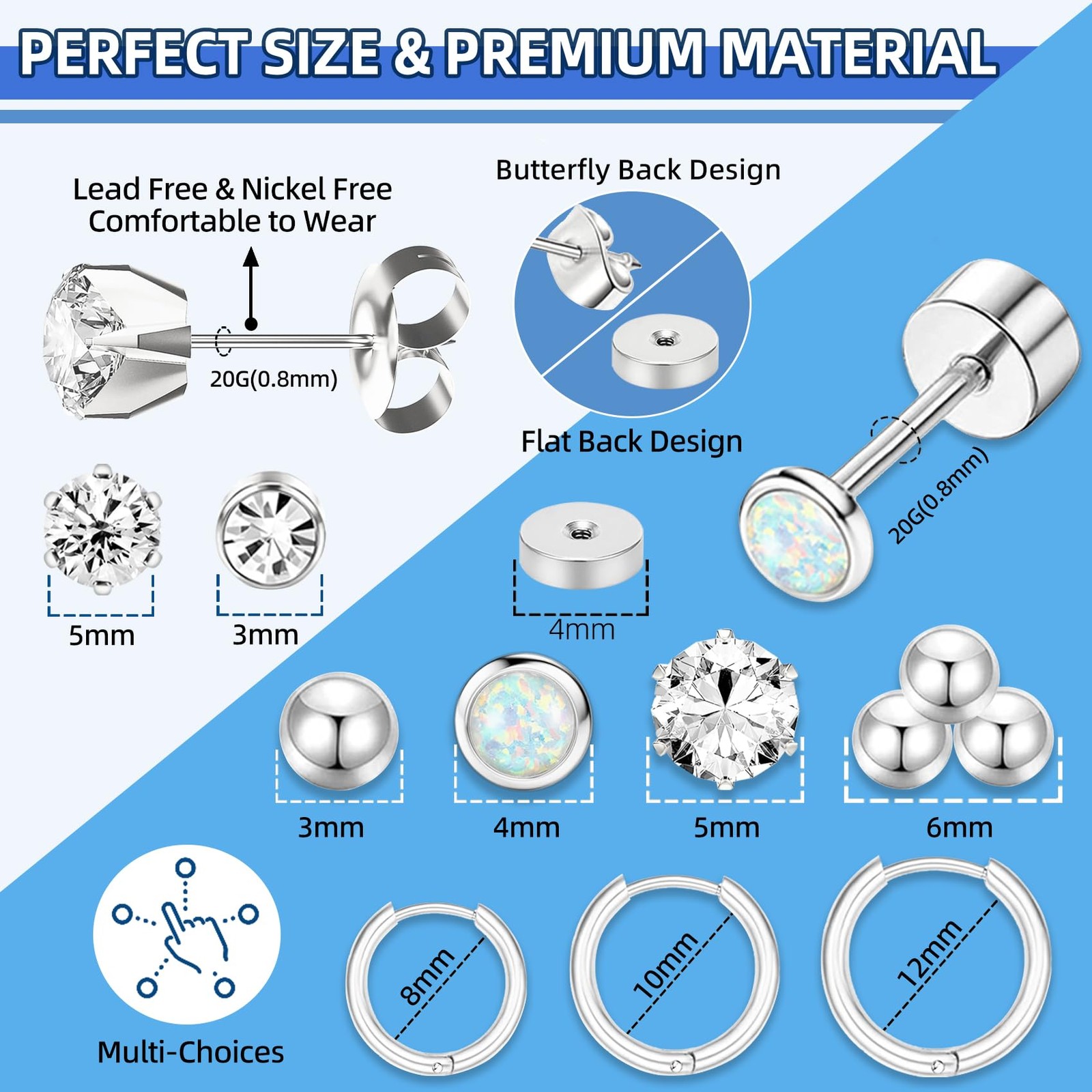 26 Pcs Ear Piercing Kit Ear Disposable Piercing Gun Kit Includes 4 Pcs Self Pier