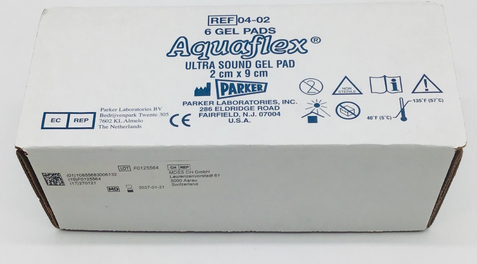 Parker Labs 04-02 Aquaflex Ultra Sound Gel Pad 2cm x 9cm - Box of 6