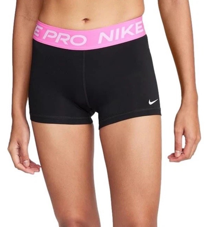 Nike Pro Women's 3" Dri-FIT Training Shorts CZ9857-022- Black/Pink- Large-New