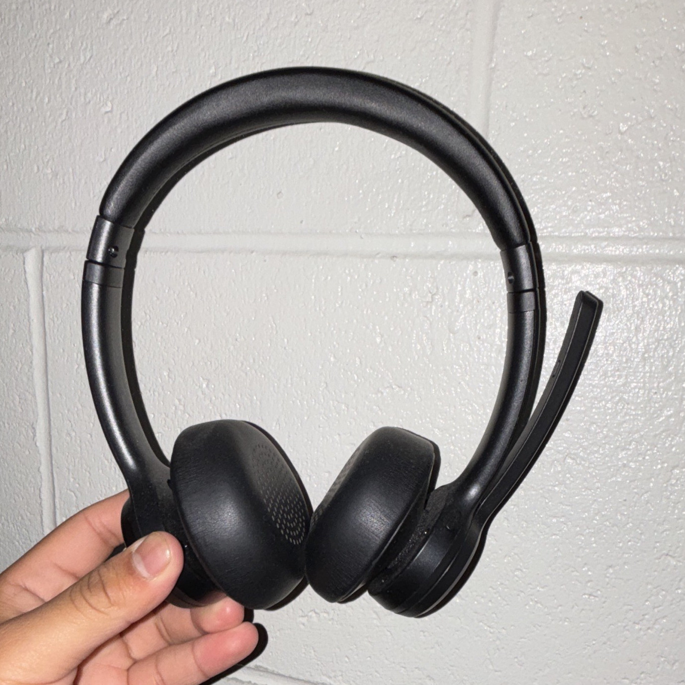 Bluetooth Wireless On-Ear Headband Headset w/ Boom Mic, Double, Black/Gray