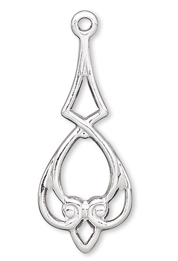 Silver Plated Brass 20x9mm Earring Connector Heart with Diamond Shape
