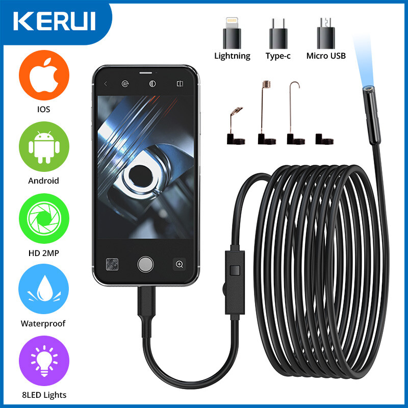 8LED Endoscope Inspection Camera Flexible Video Cam 8mm for iPhone iOS Android