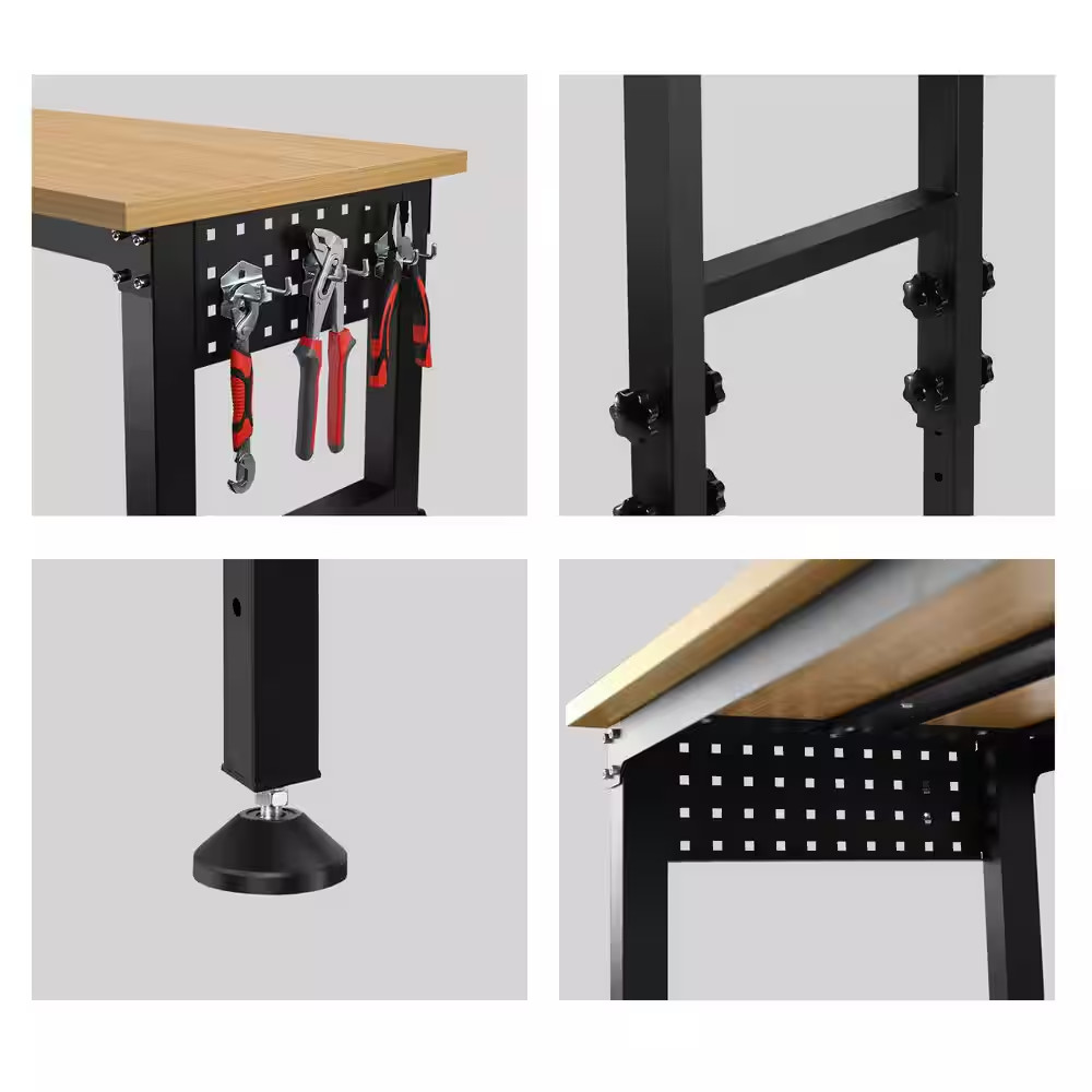 48 In. Adjustable Workbench with Power Outlet Heavy Duty Load Capacity Workbench