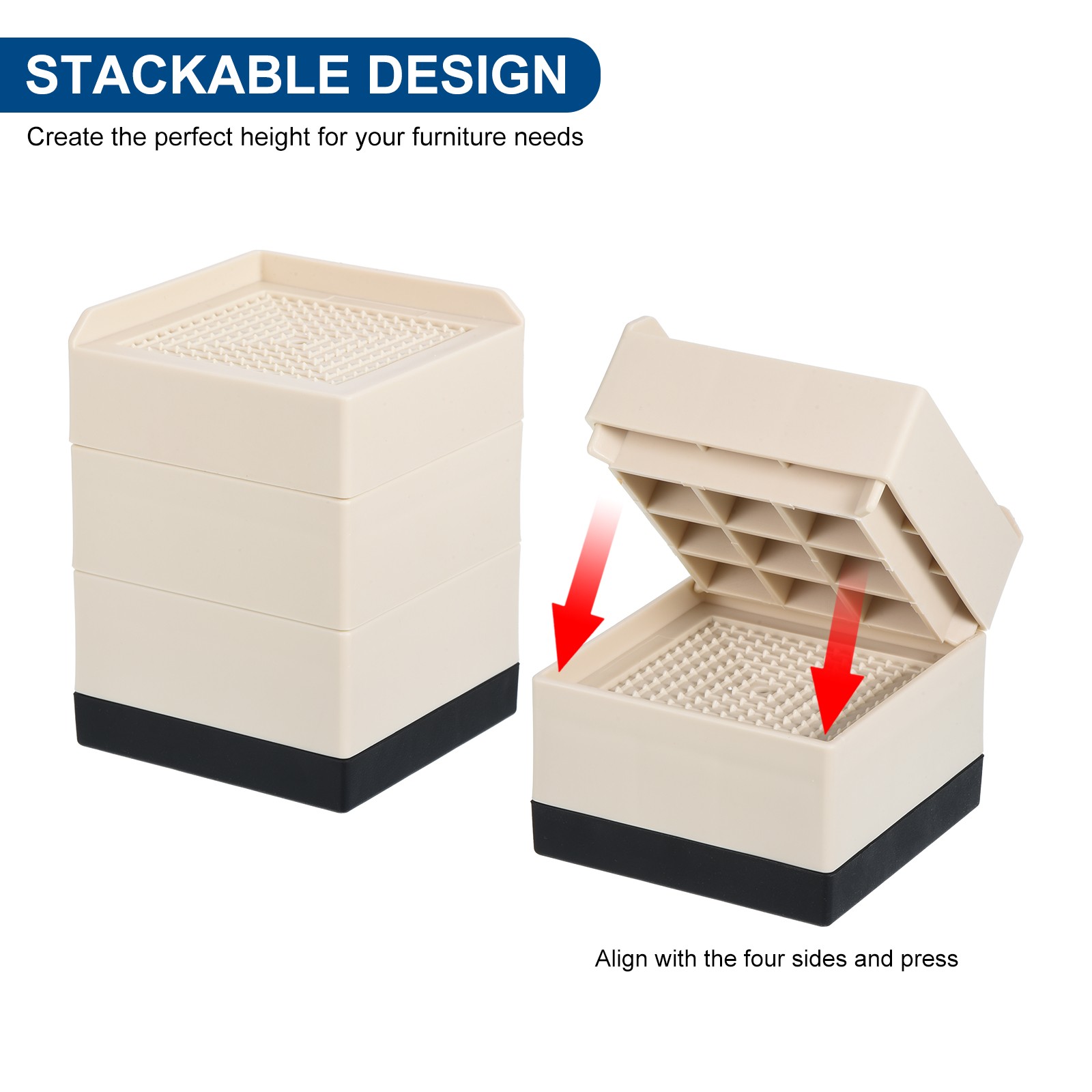 4pcs Furniture Risers 1.5" Square Bed Risers Adjustable Couch Riser Blocks
