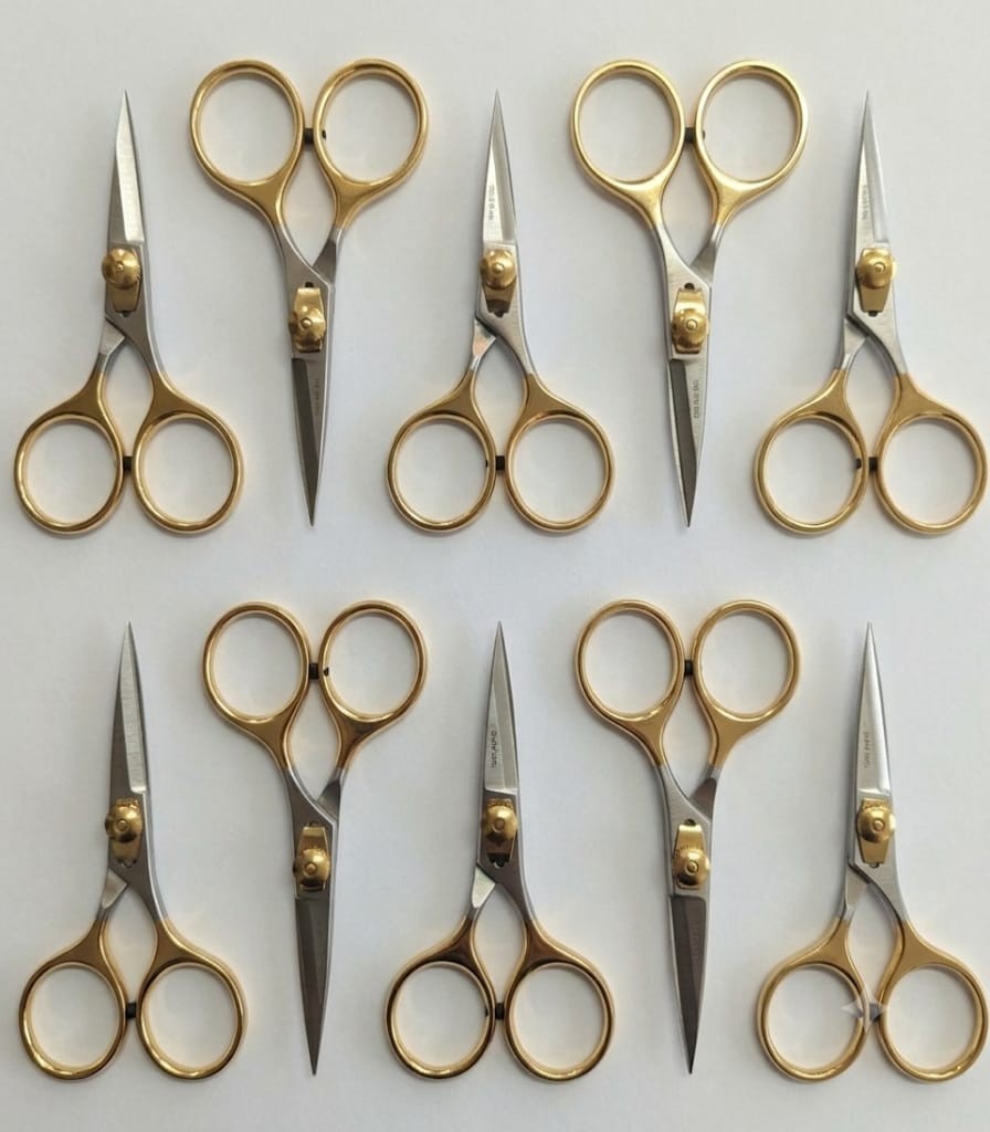 Set of 10 Hs. RAZOR SCISSORS 4" Sharp Edge Fly Tying Crafts Sewing NEW