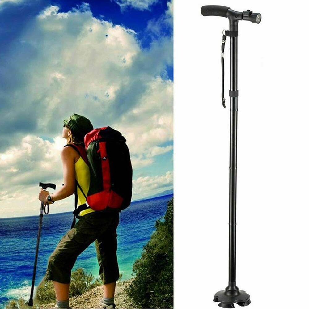 Lightweight Folding Walking Cane Collapsible Adjustable Walking Stick With LED