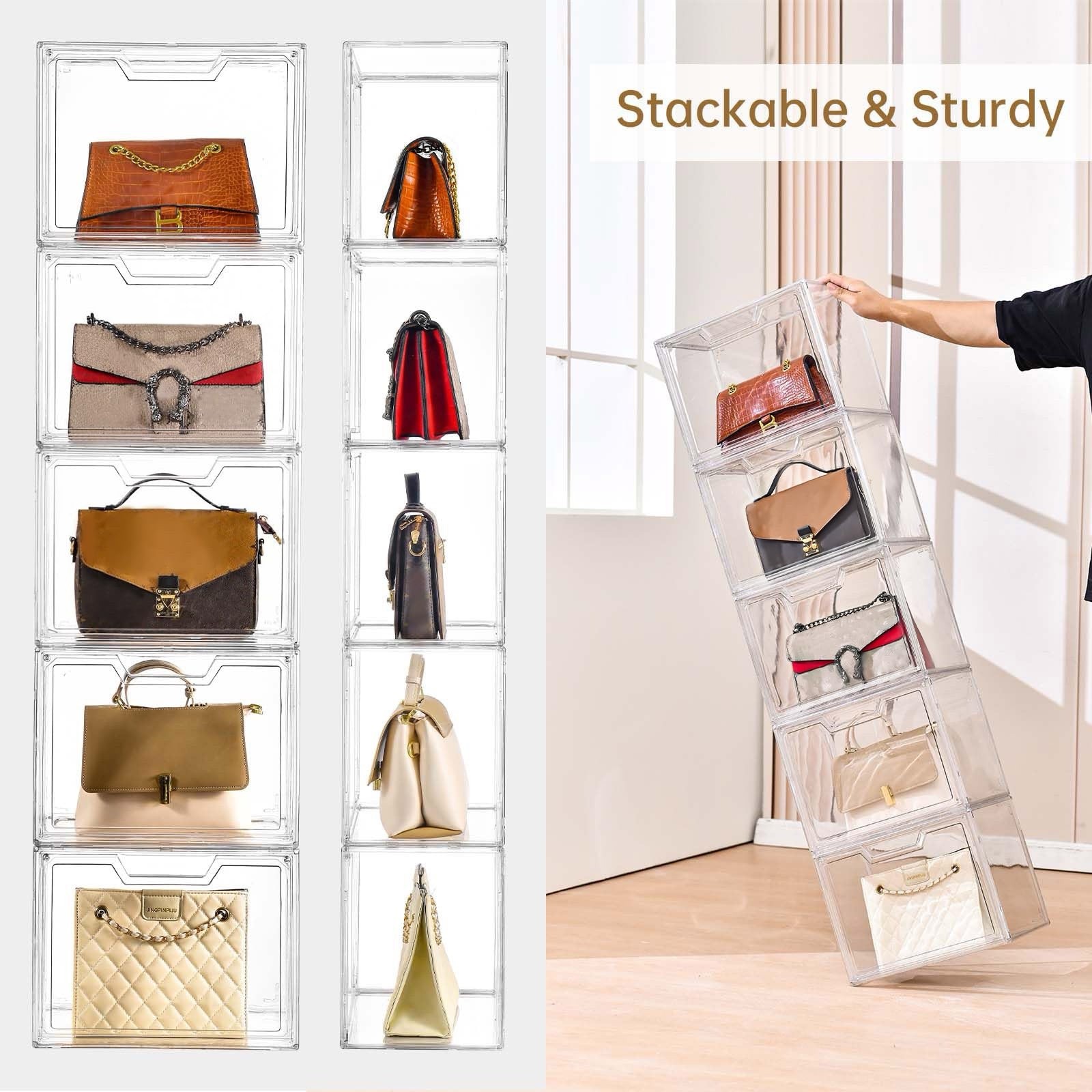 Stackable Storage Bins, Clear Acrylic Display Case, 06-Boxes With Lids