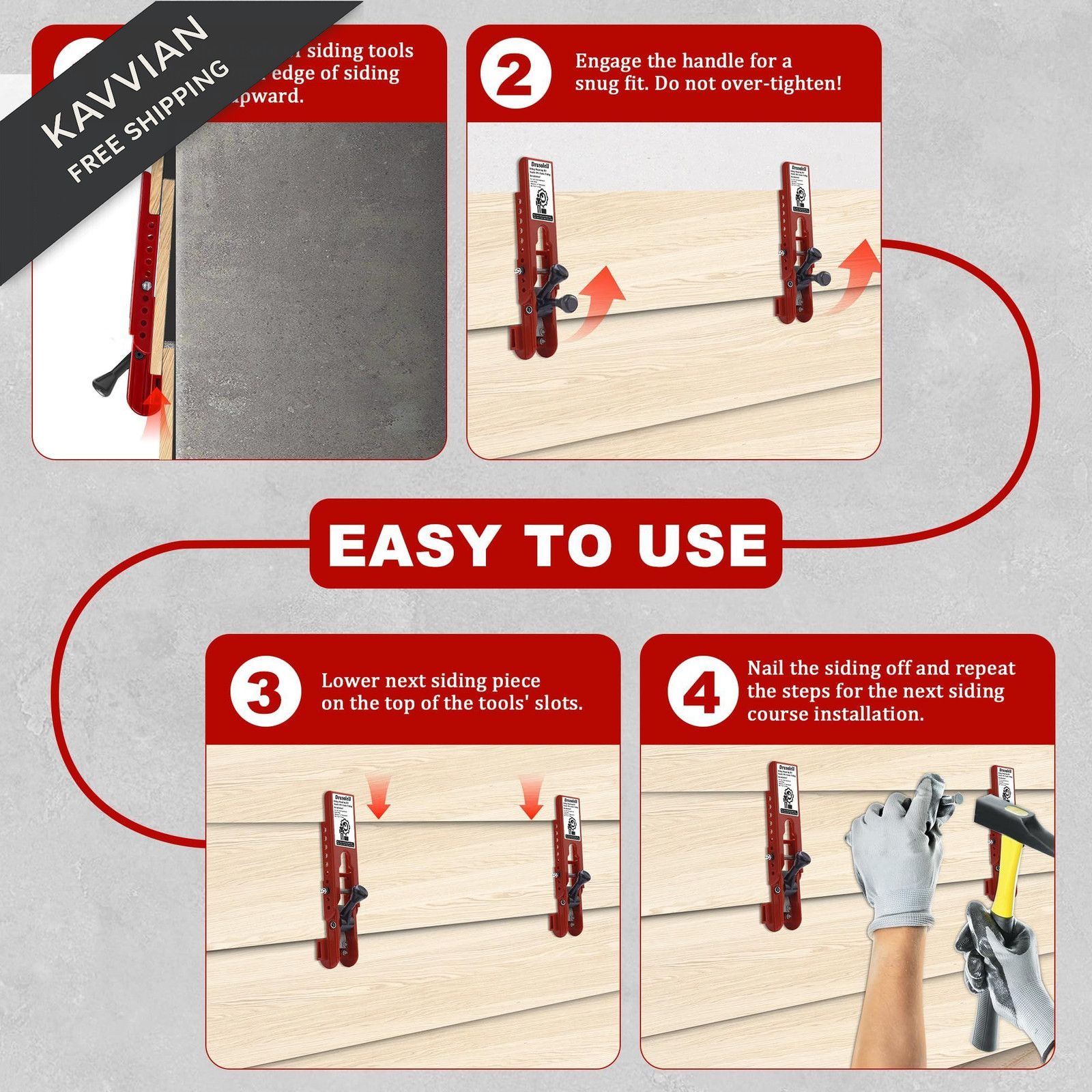 Siding Installation Tools, Mounting Kit, Compatible 5/16- Inch, Red