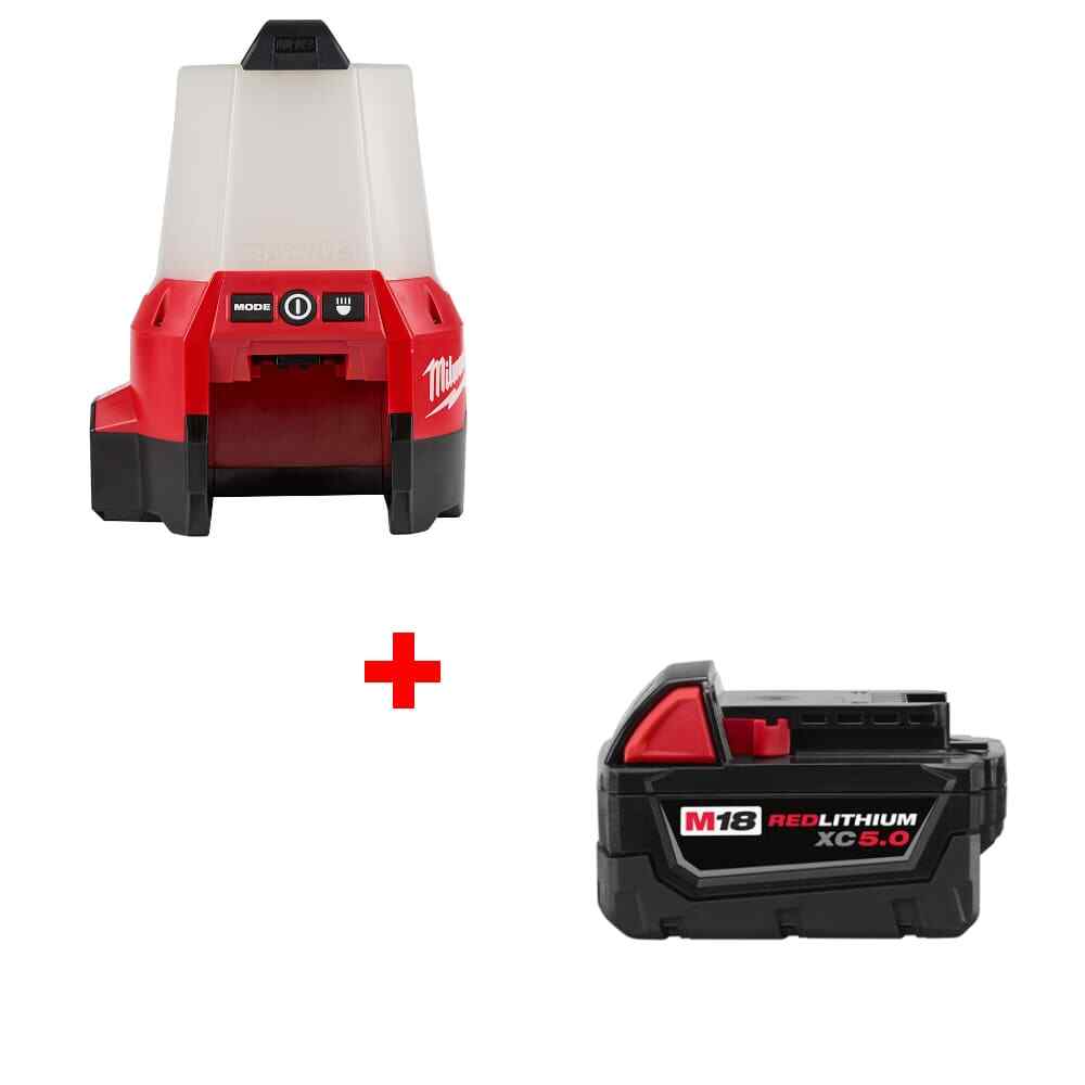 Milwaukee 2144-20 M18 Site Light w/ FREE 48-11-1850 M18 XC5.0 Battery Pack