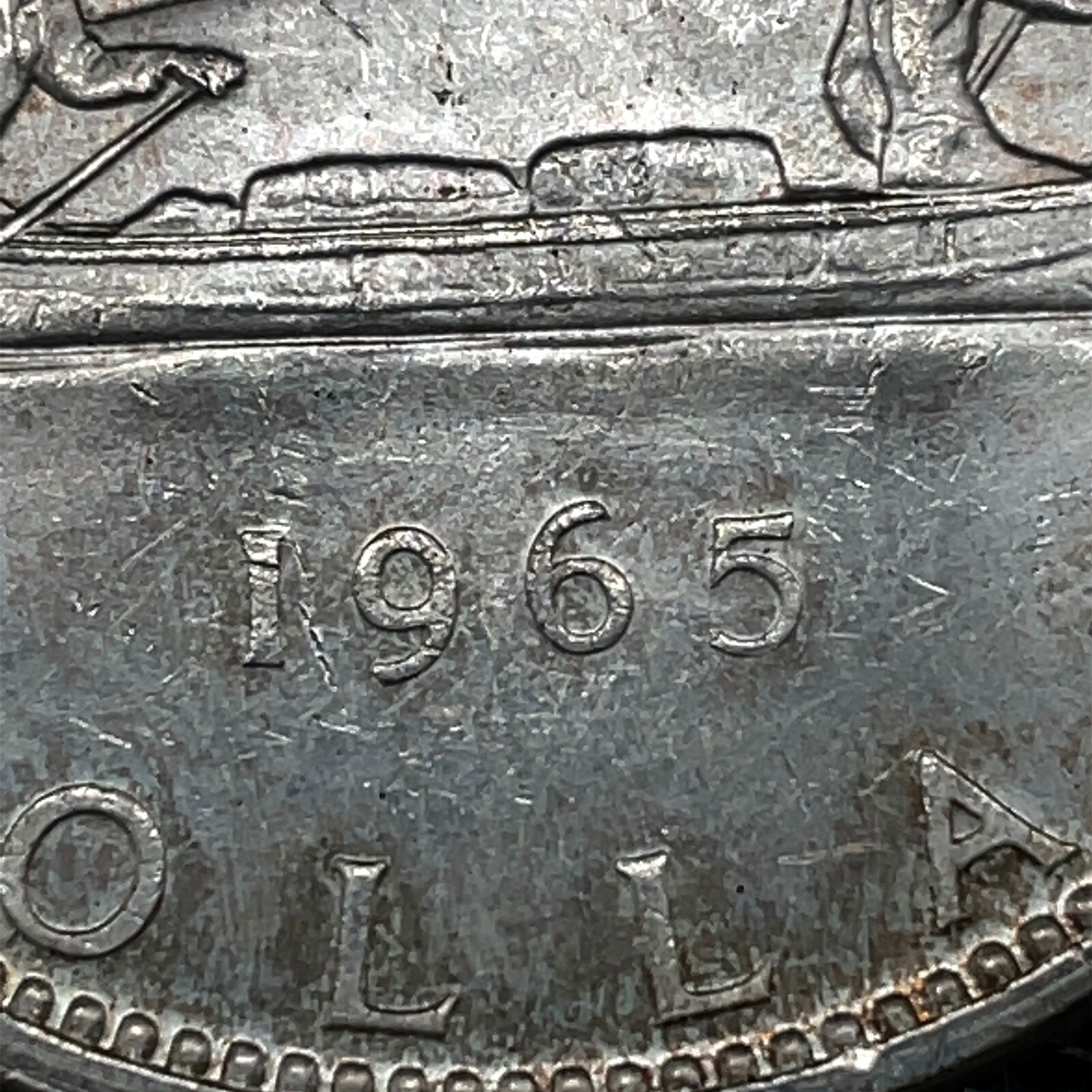 1965 PL Unc. $1 Canada Dollar .800 Silver Type 2 Small Beads Blunt 5.