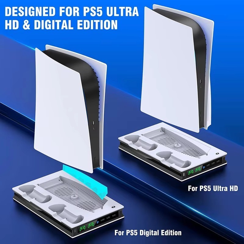 PS5 Cooling Stand With Built-In Dual Controller Charger