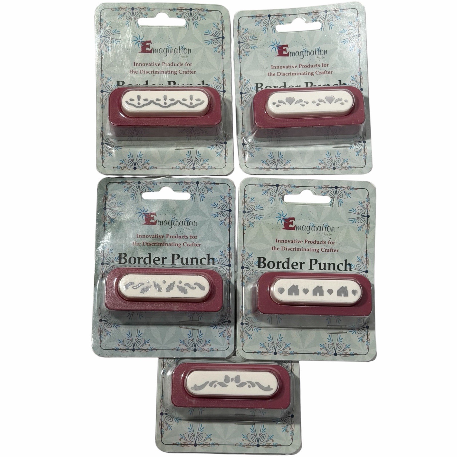 NEW Emagination Punches x5 Borders Home Holly Bow Heart Lace