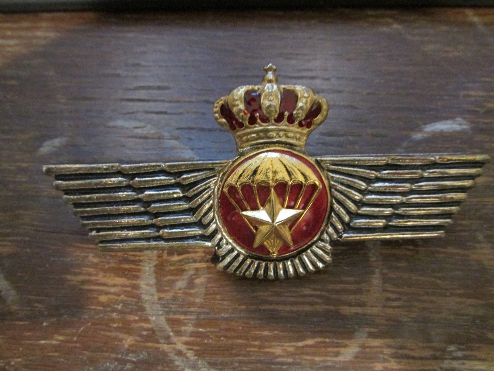 Spanish Air Force wing badge Parachute Observer King Filipe era large BT 1827