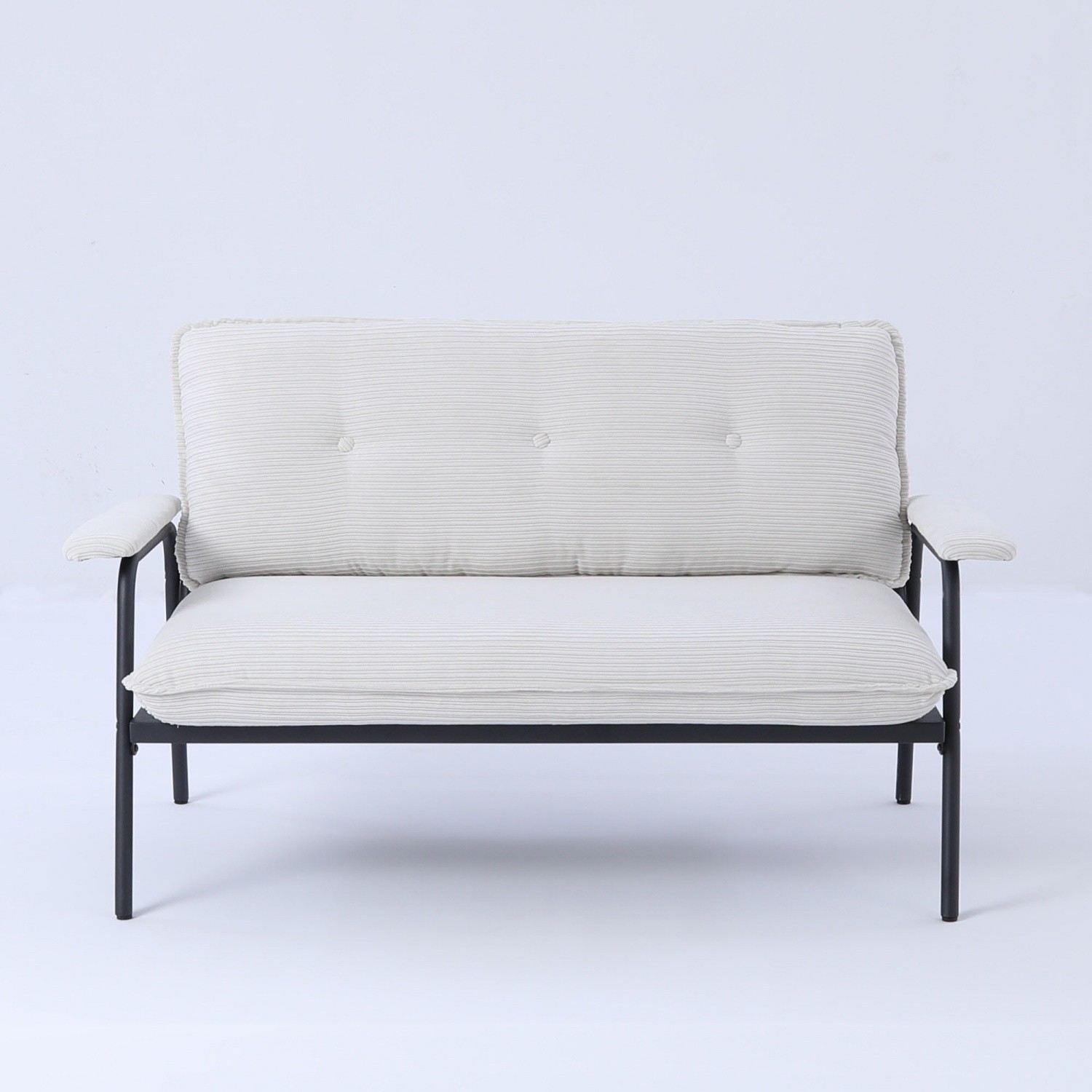 Modern Loveseat Sofa Couch 2 Seater Upholstered Sofa Couch w/ Black Metal Frame
