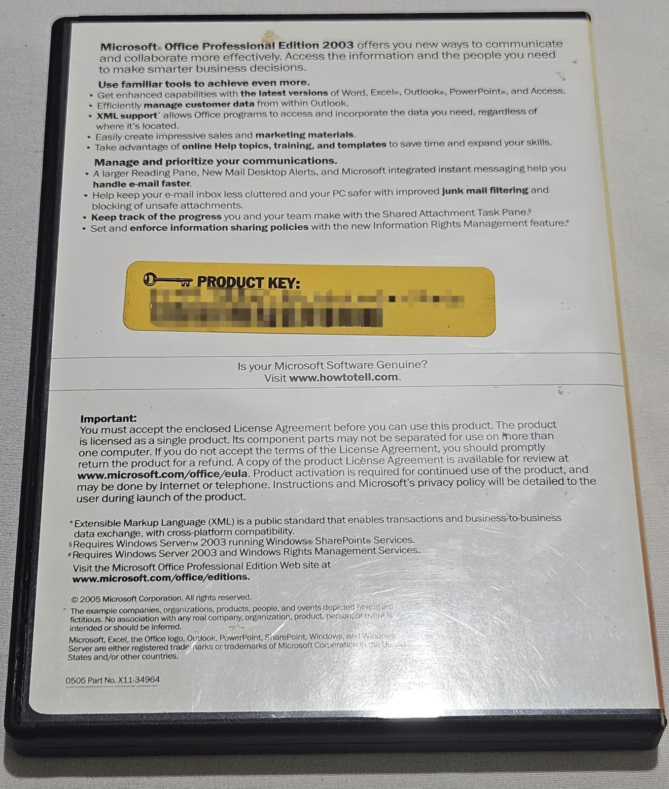 Microsoft Office Professional Edition 2003 [STATUS OF KEY UNKNOWN]