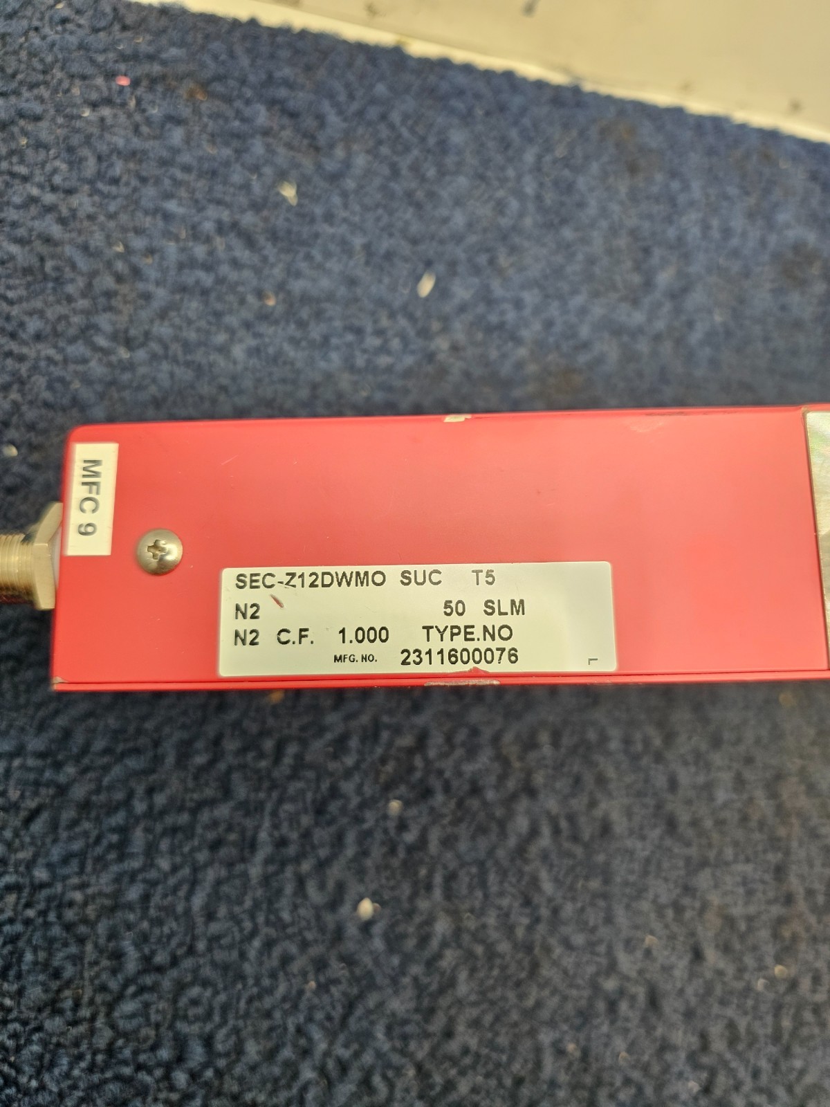 STEC SEC-Z12DWM Mass Flow Controller, 50SLM Flow Rate, 2311600076