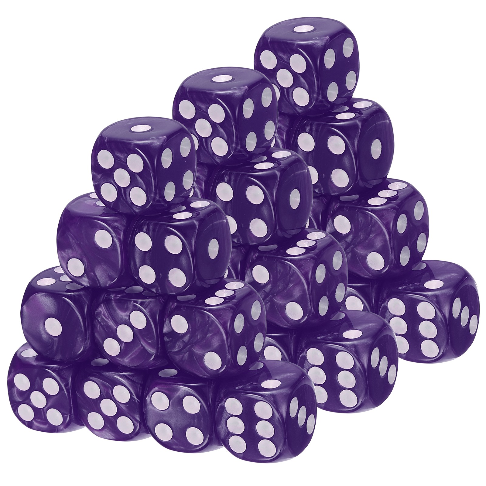 30Pcs Standard Game Dice Set 16mm Pearl Pattern Square Dice, Purple