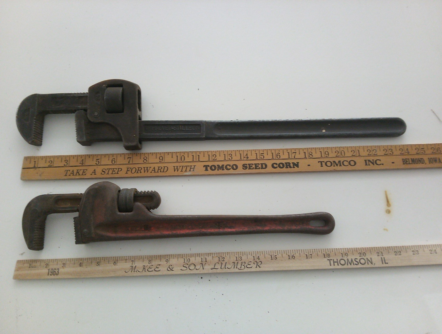 2- Large Pipe Wrenches,18 In Rigid & 24 In Improved Stillson