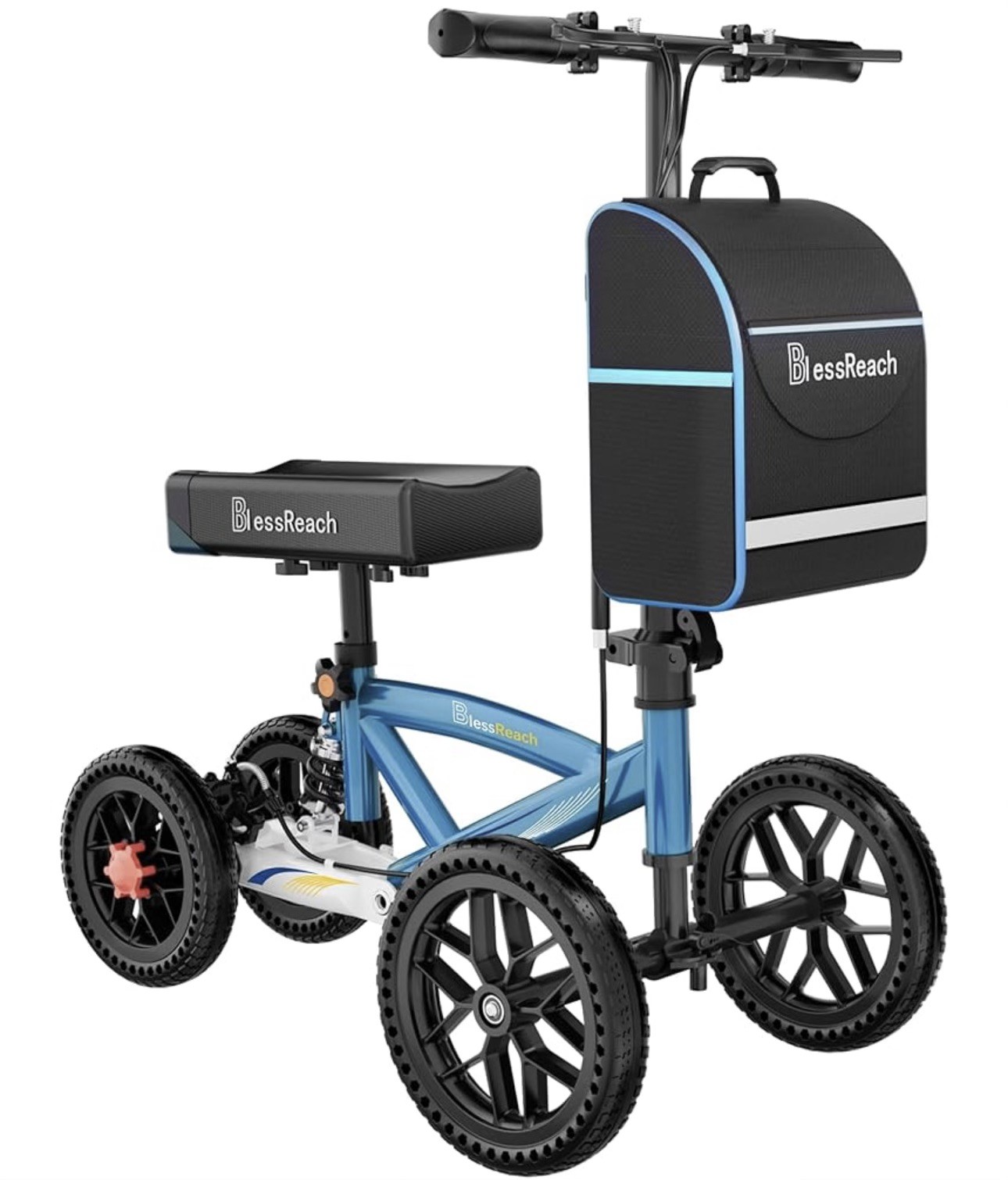 Blessreach 2202-T All Terrain Knee Scooter Walker Disc Brake Foldable BLUE