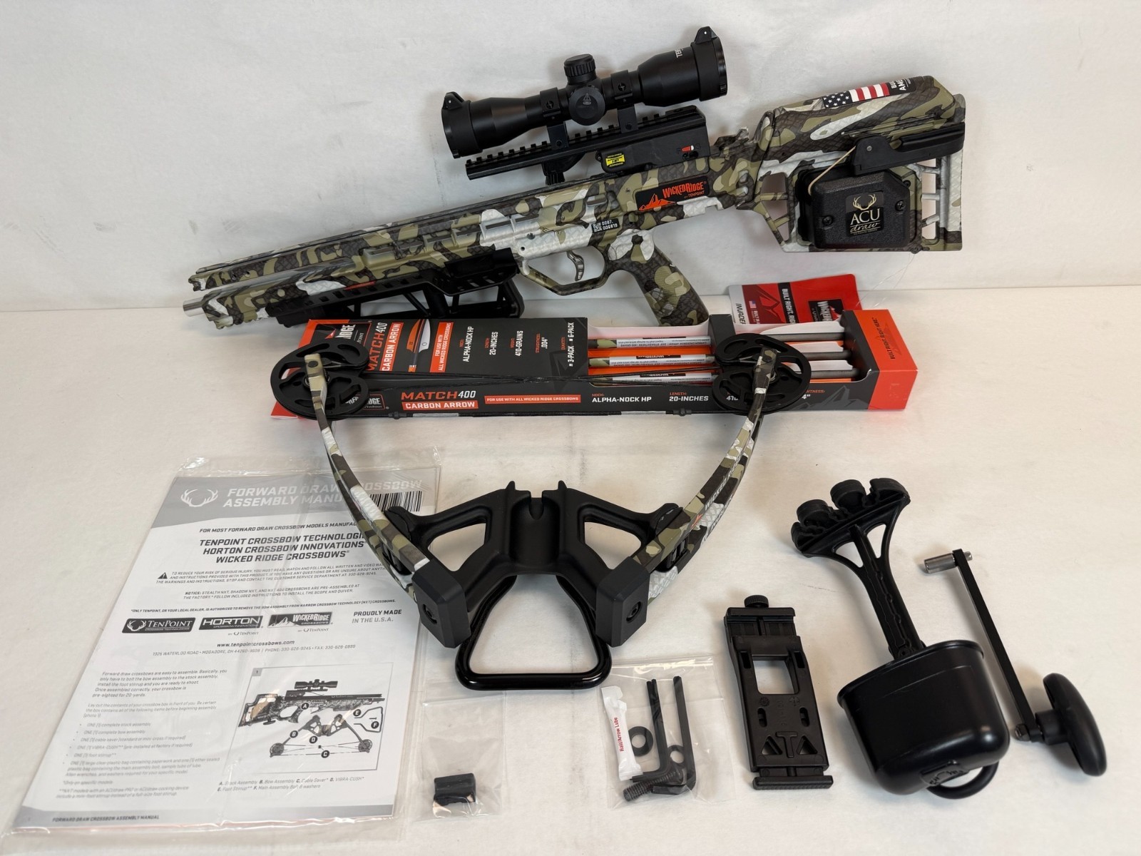 Used- Wicked Ridge Invader M1 Crossbow with ACUdraw (non-decock) Device Peak XT