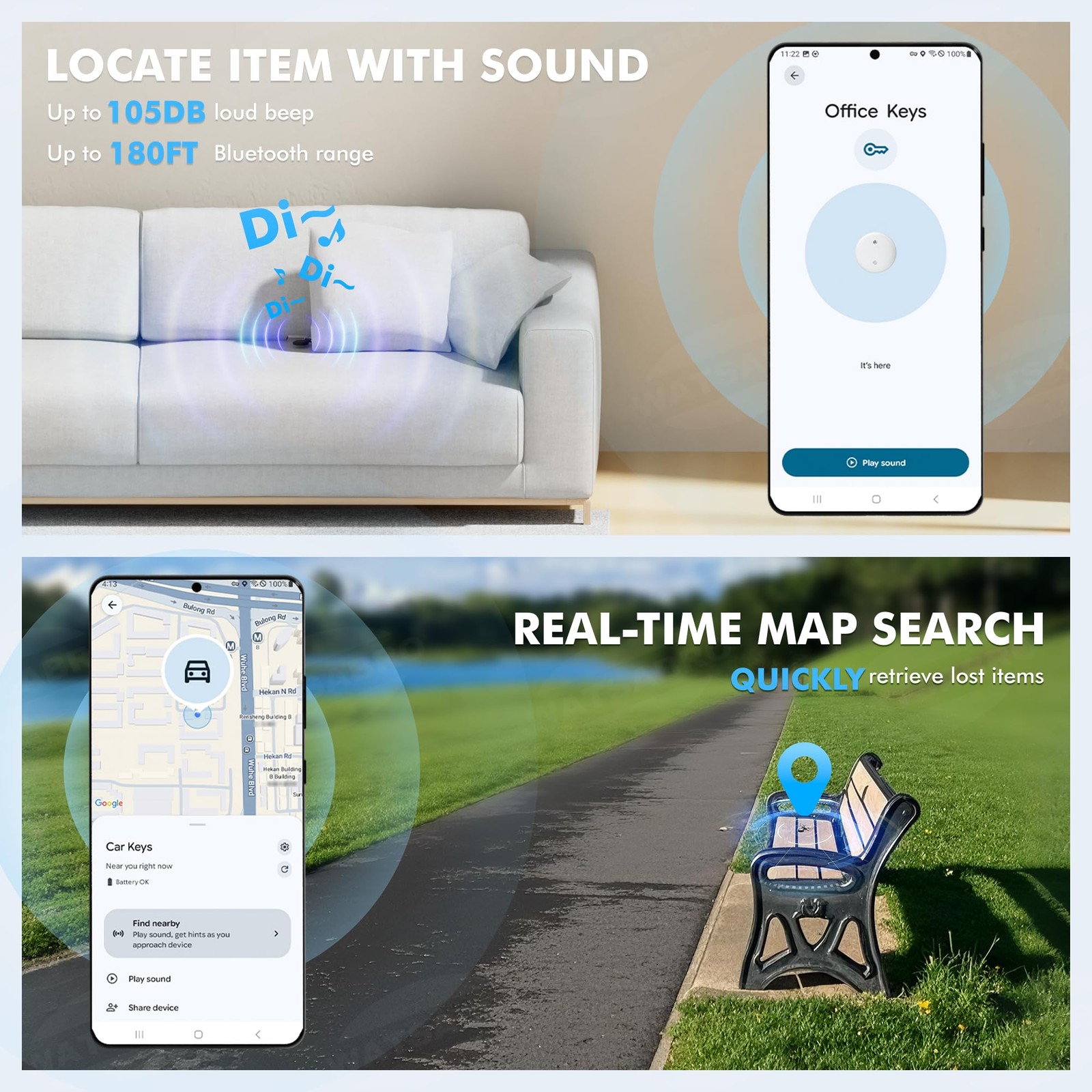 Air Tracker Tags-4 Pack for Android with Case- Bluetooth Item 4 White