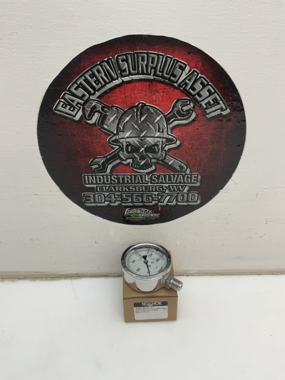 NoShok 25-500-1500-PSI Glycerin Filled 1500 PSI Stainless Steel Gauge 1/4” NPT