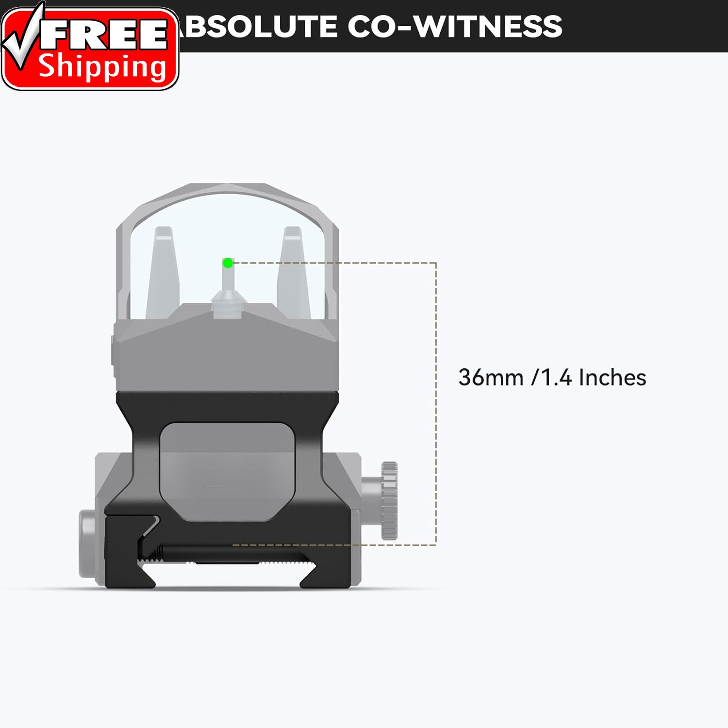 Red Dot Riser Mount 0.75" Picatinny Rail Riser Compatible with RMR Footprint Red