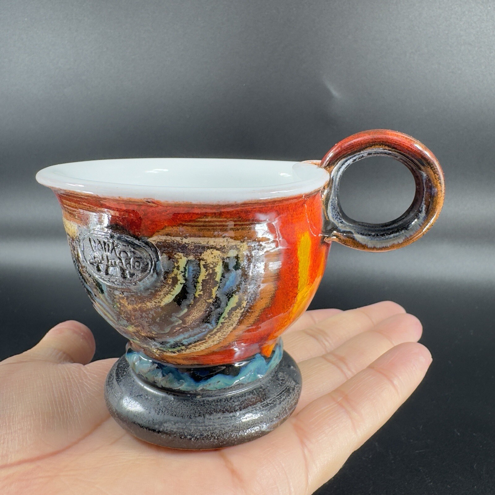 Danko Pottery Lava Glaze Textured Hand Made Small Pitcher Creamer Vintage