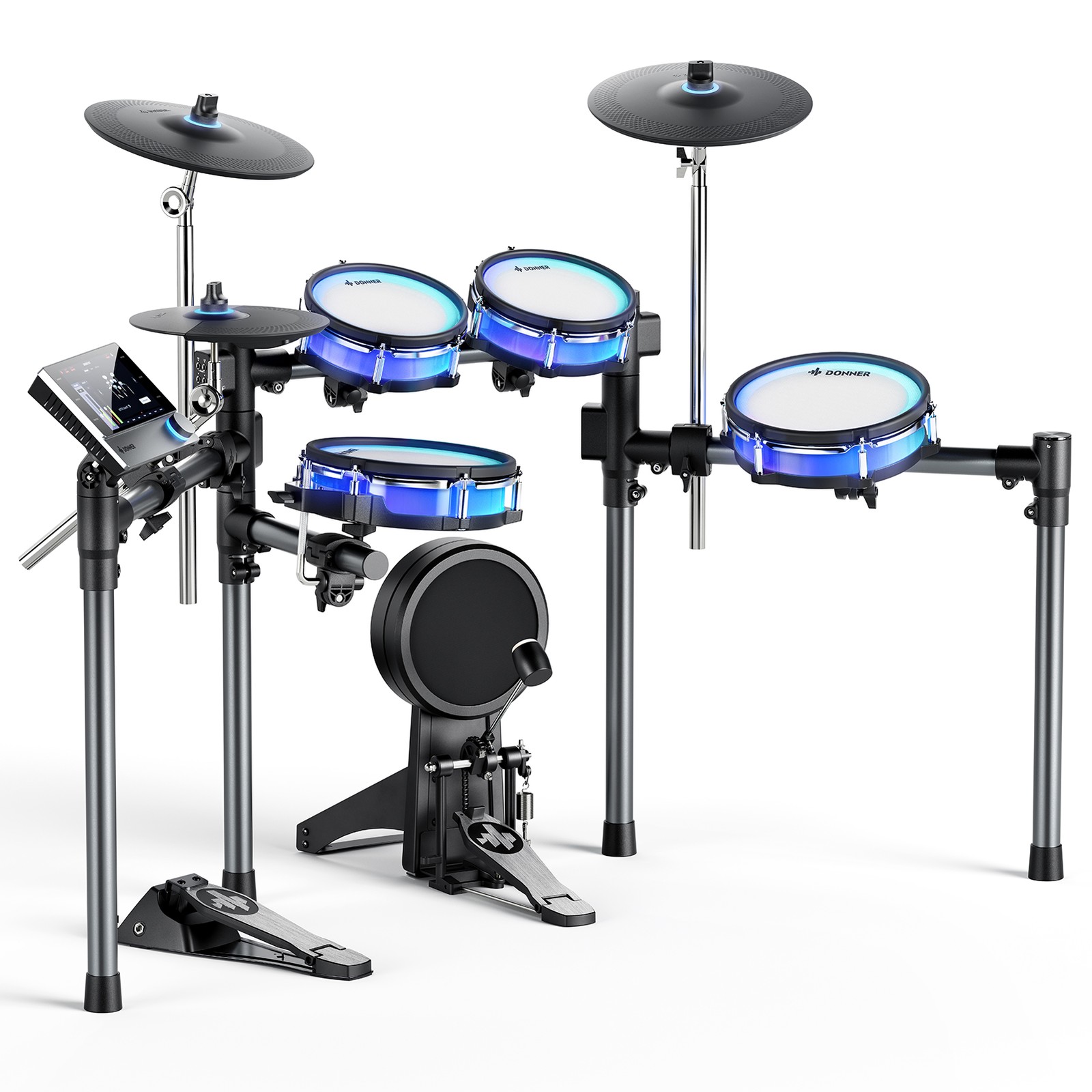 Donner BackBeat Electric Drum Kit with Touchscreen Customize Drum Pad RGB Colors