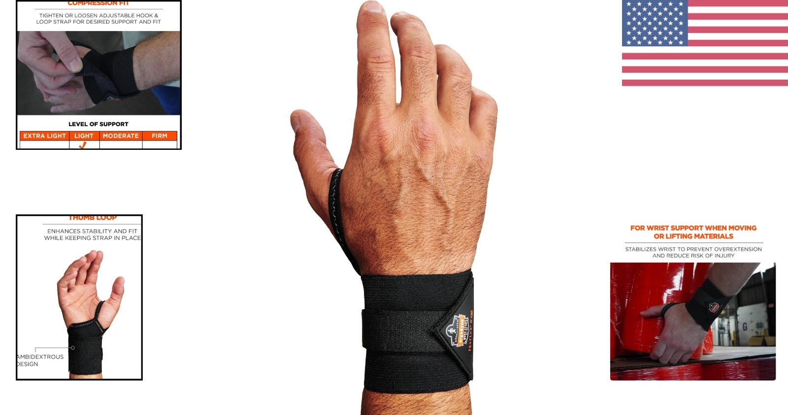 Neoprene Wrist Wrap Support - ProFlex 420 with Thumb Loop, Black, Large/X-Large
