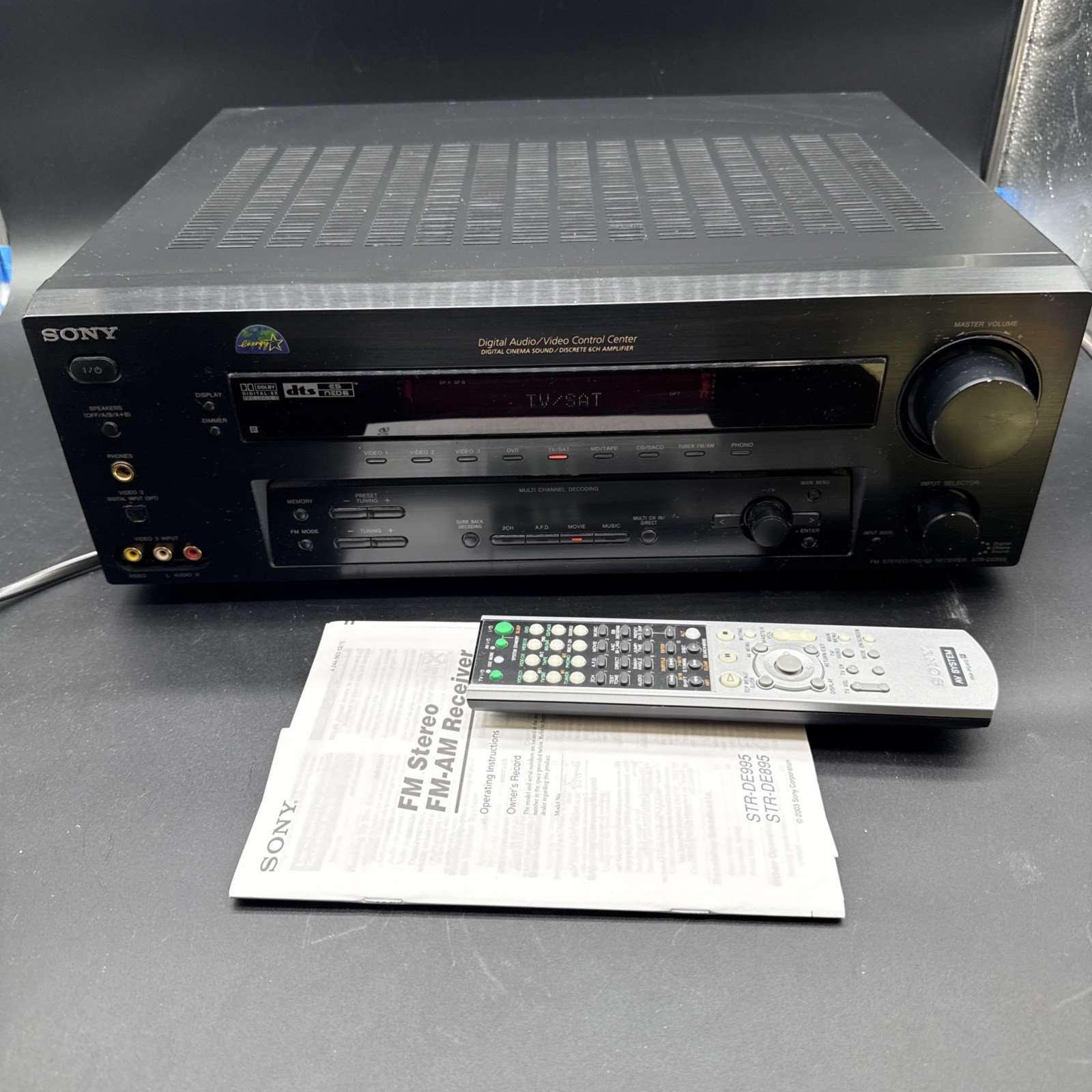 Sony STR-DE895 FM/AM Surround Sound Stereo Receiver Remote/Instructions Bundle