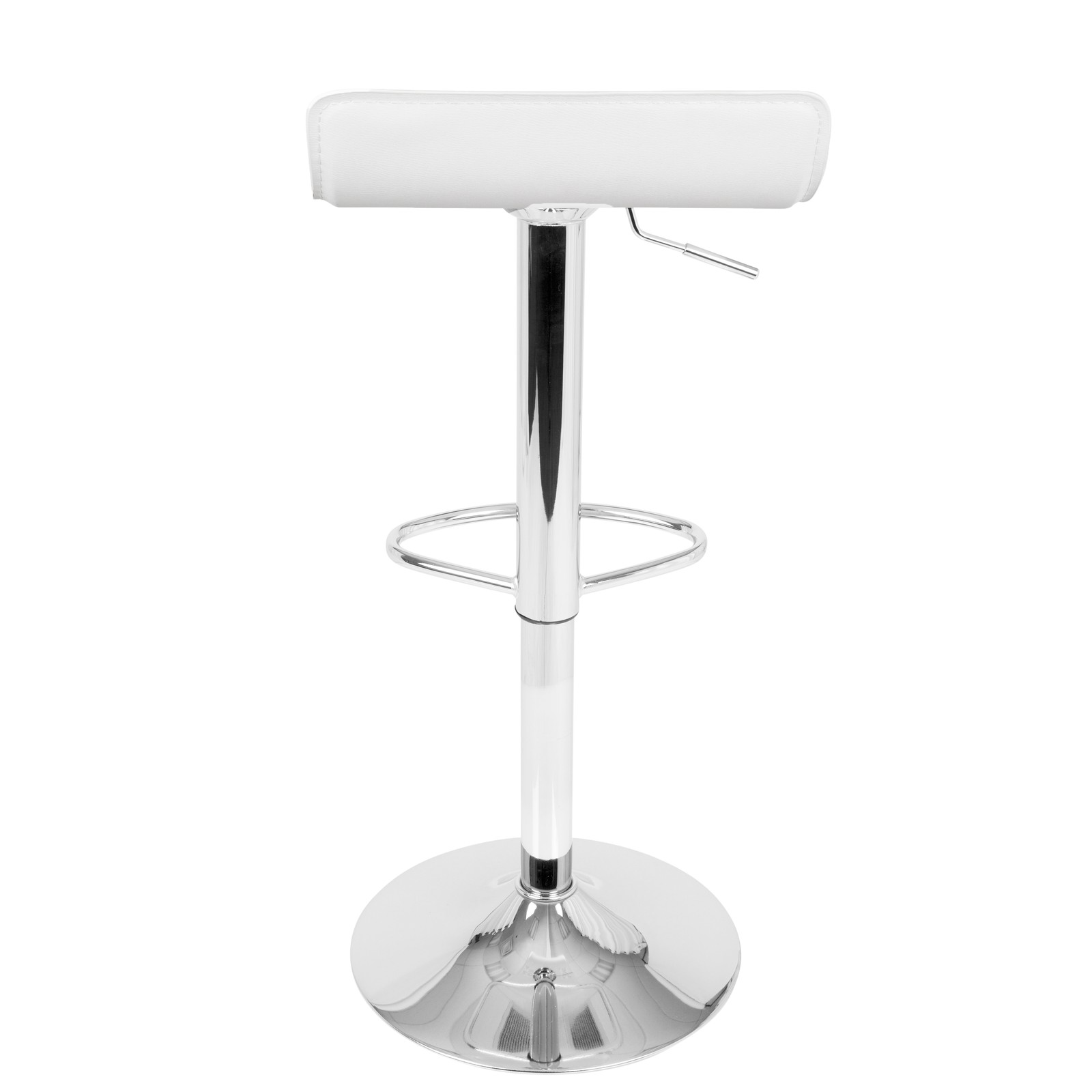 Ale Contemporary Adjustable Barstool in White PU Leather by - Set of 2