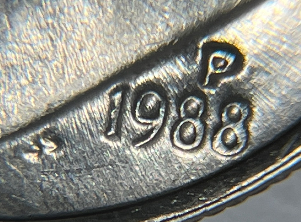 1988 P Roosevelt Dime Errors Strike Through Grease DDO Slight Doubling #3