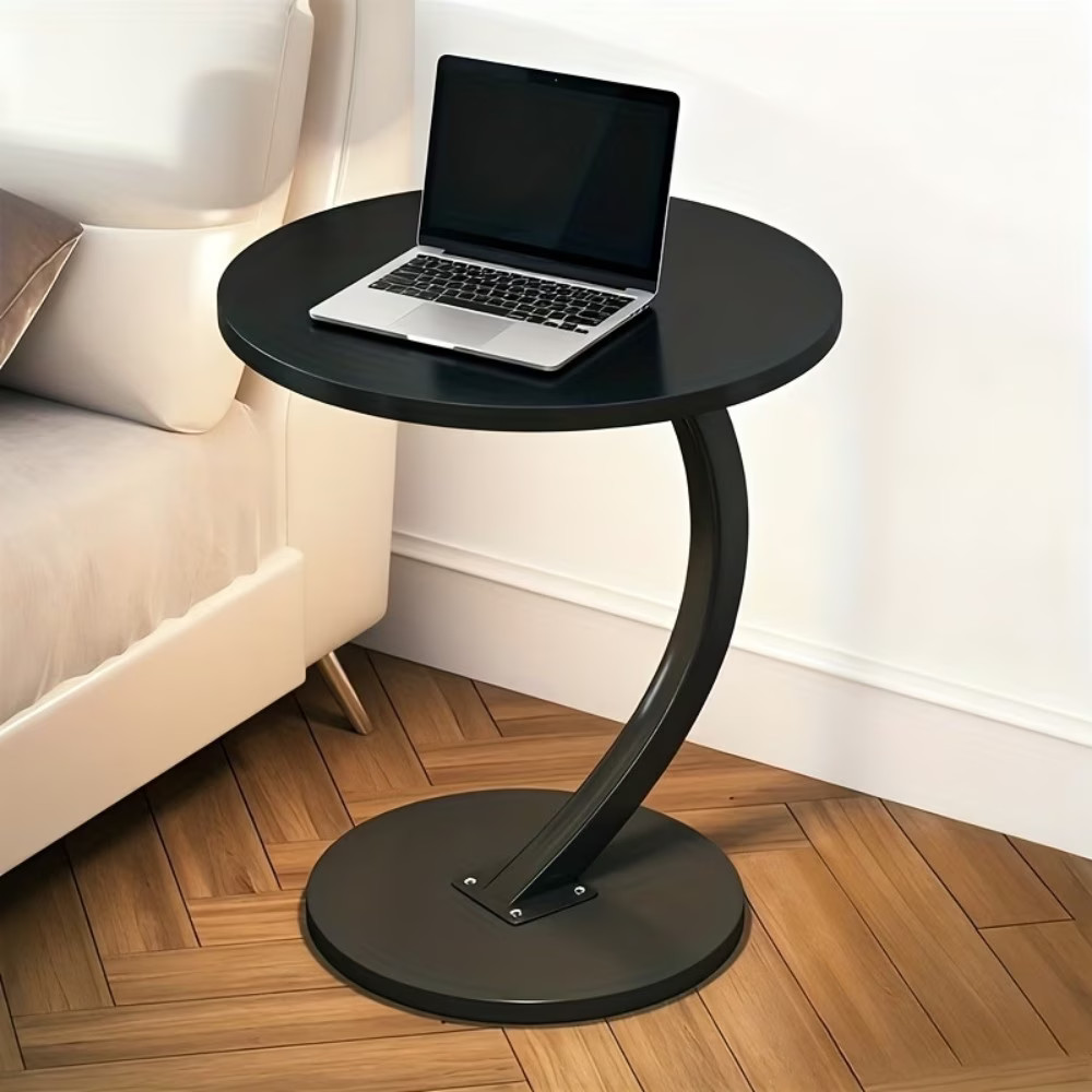 Lightweight Bedside Table Table Metal Frame Space-Saving Indoor/Outdoor Black
