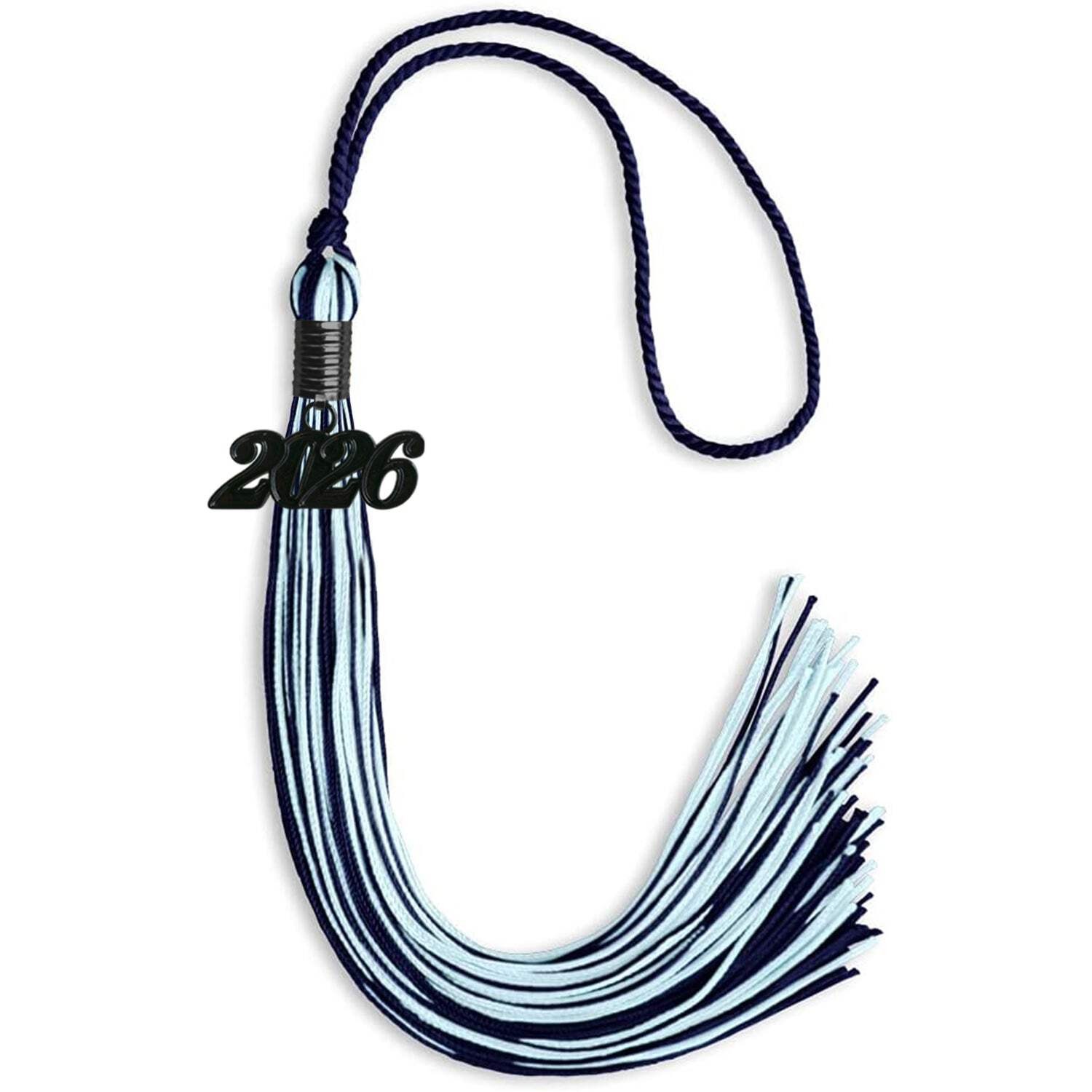 Endea Graduation Navy Blue/Light Blue Mixed Color Tassel With Black Date Drop