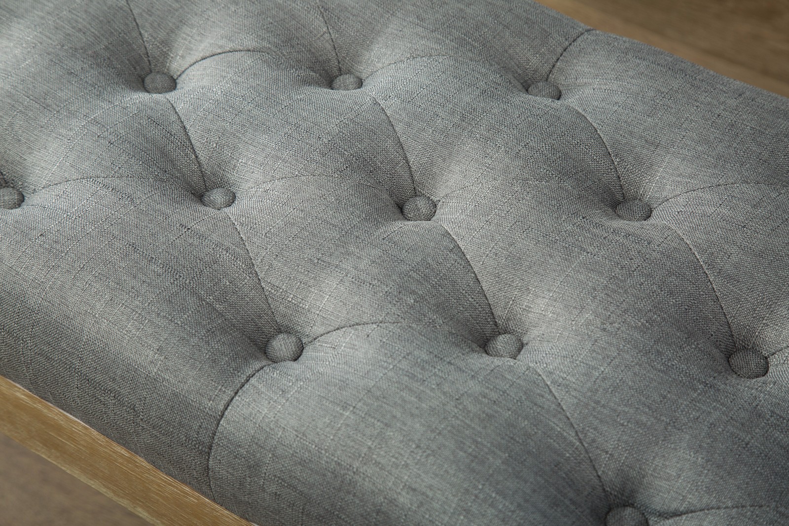 Habit Solid Wood Button Tufted Dining Bench, Grey