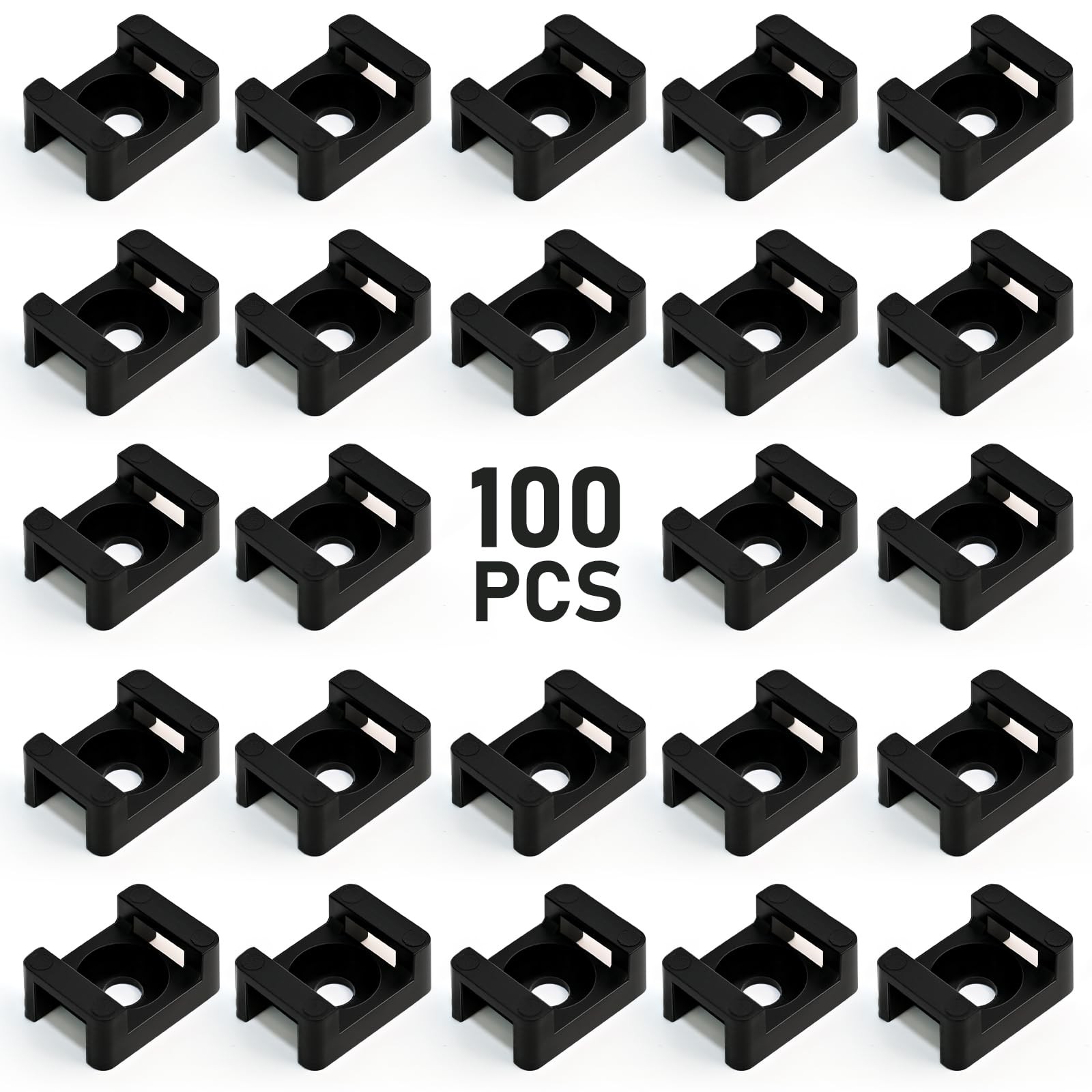100PCS Cable Zip Tie Mounting Base Wire Holder Organizer With Screw Hole