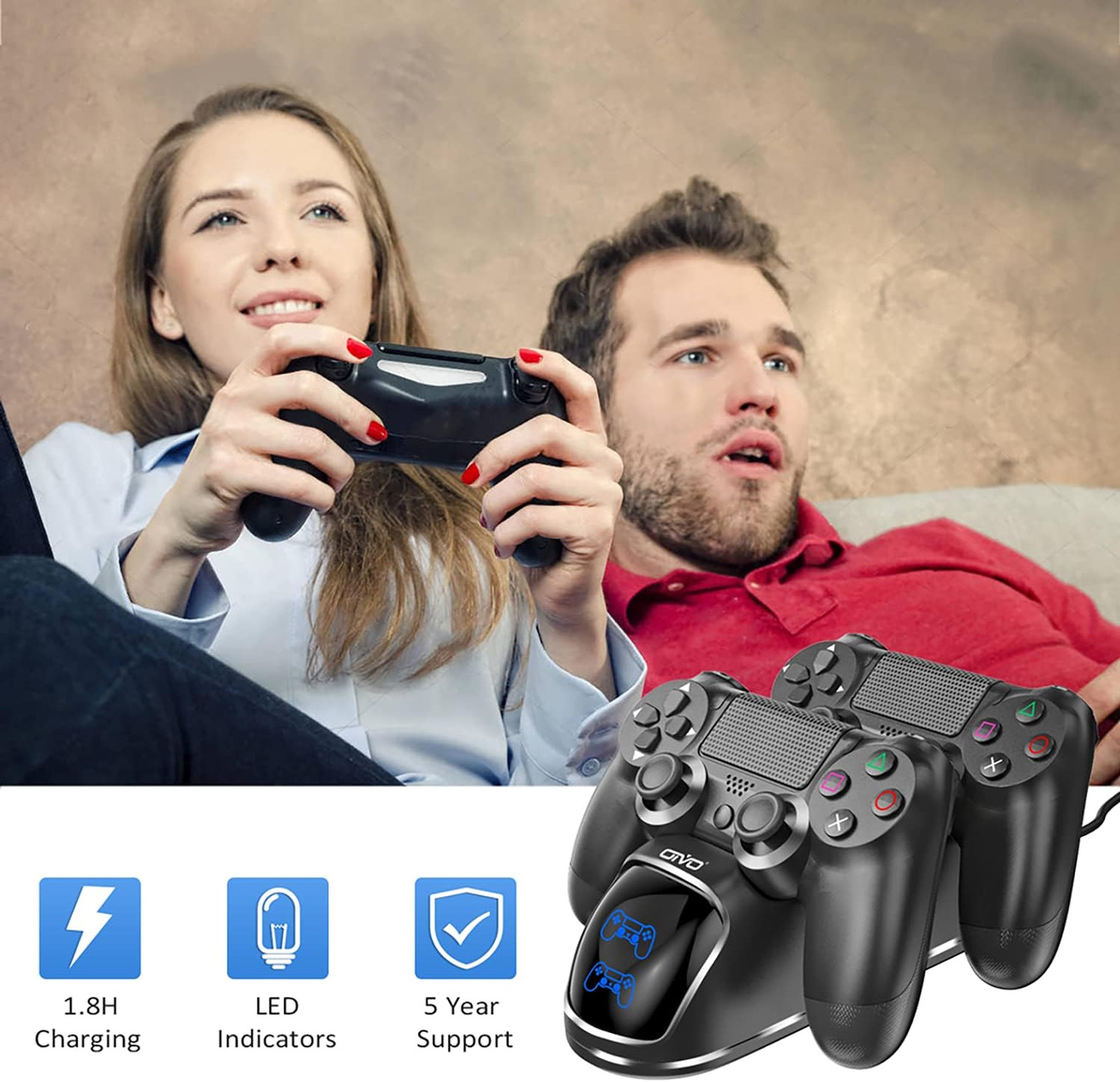 PS4 Controller Charger Dock Station, 1.8Hrs PS4 Controller Charging Dock