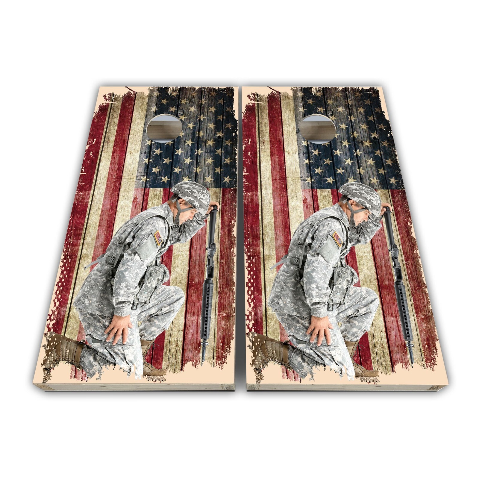 Boots Soldier Not Forgotten Cornhole Board Wraps Skins Vinyl Laminated 3M
