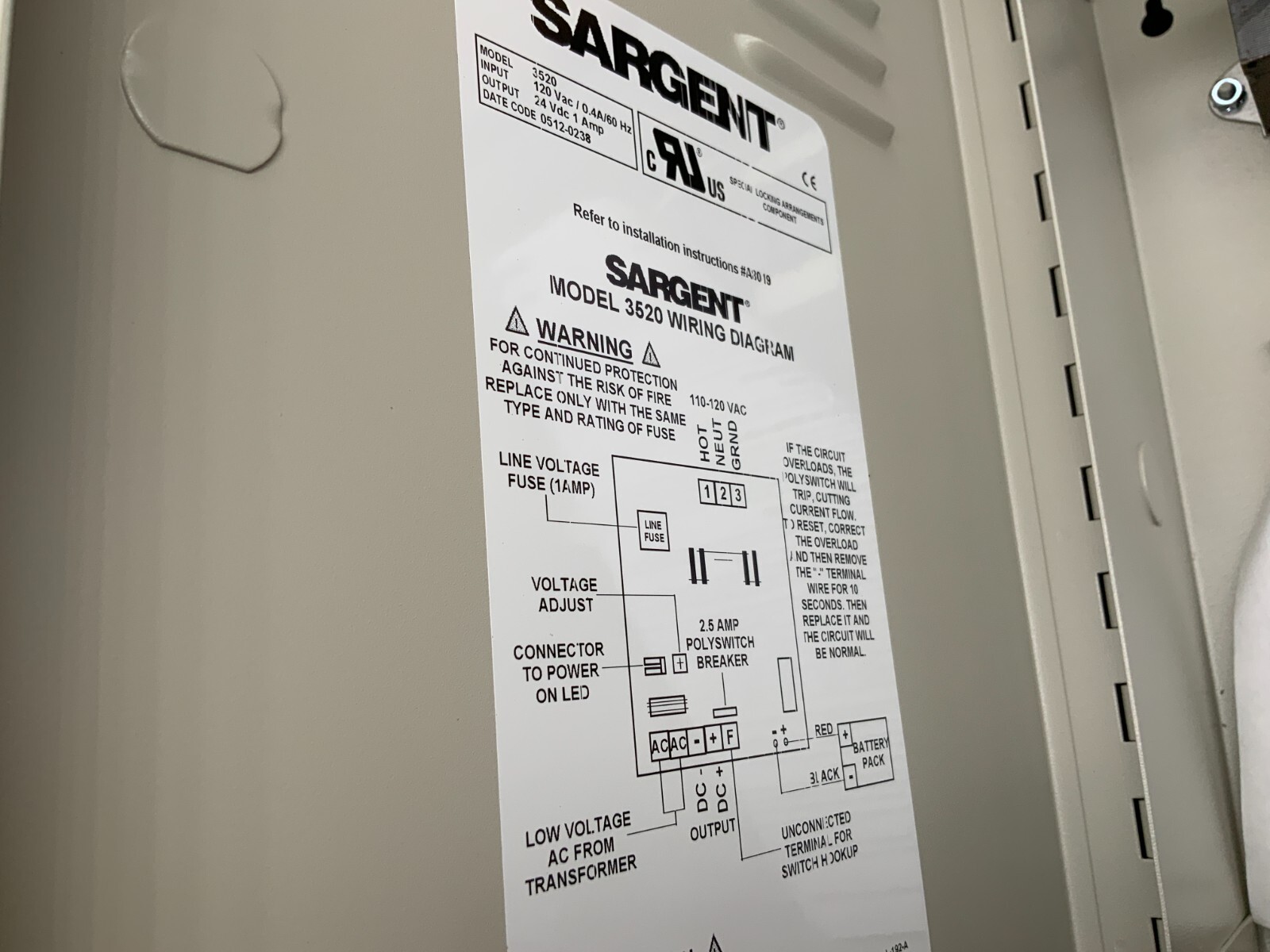 Sargent Model 3520 Power Supply