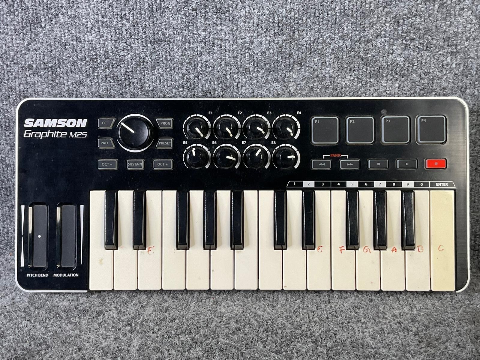 Samson Graphite M25 25-Key USB MIDI Controller Keyboard Used