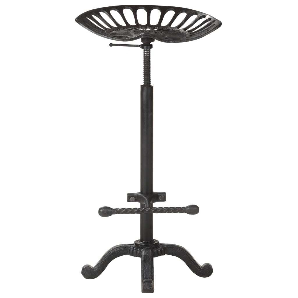 Bar Stool Black Cast Iron Counter Height Adjustable Retro