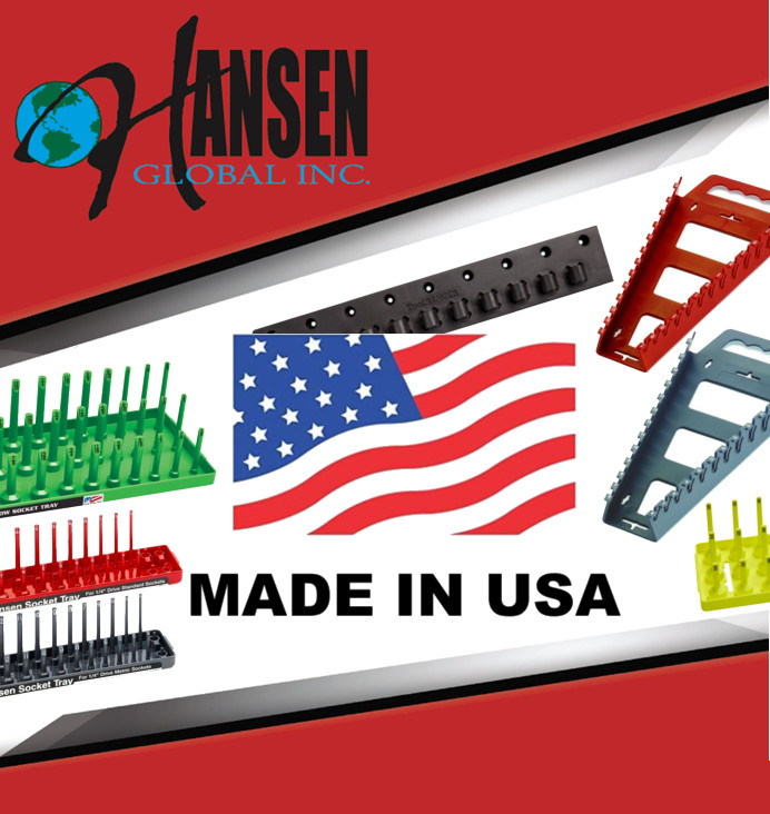 Hansen 6pc Socket Holder Tray Organizer Set 3 Row 1/4 3/8 1/2 Deep Shallow