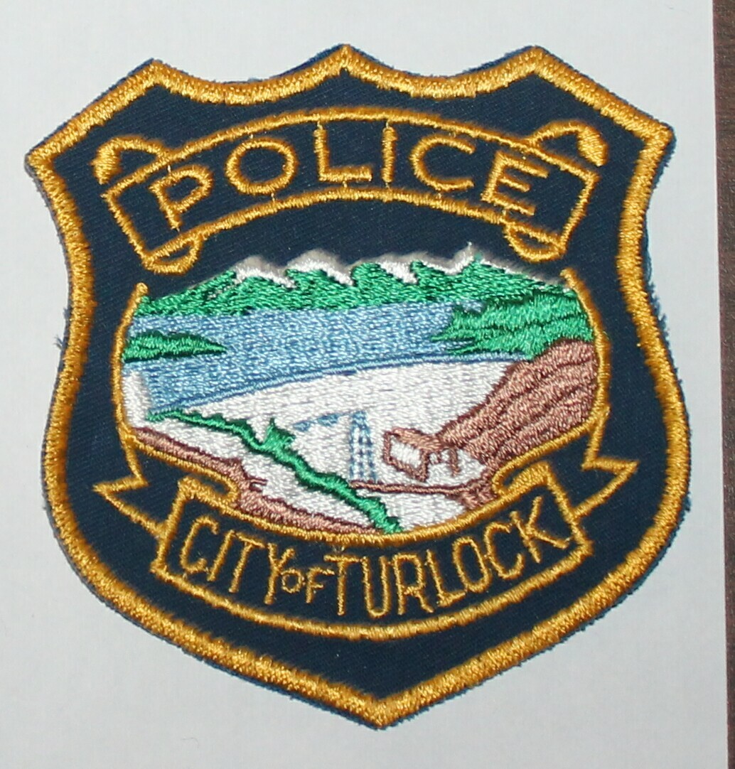Very Old TURLOCK POLICE Stanislaus County California Dam Ca PD Vintage patch #1