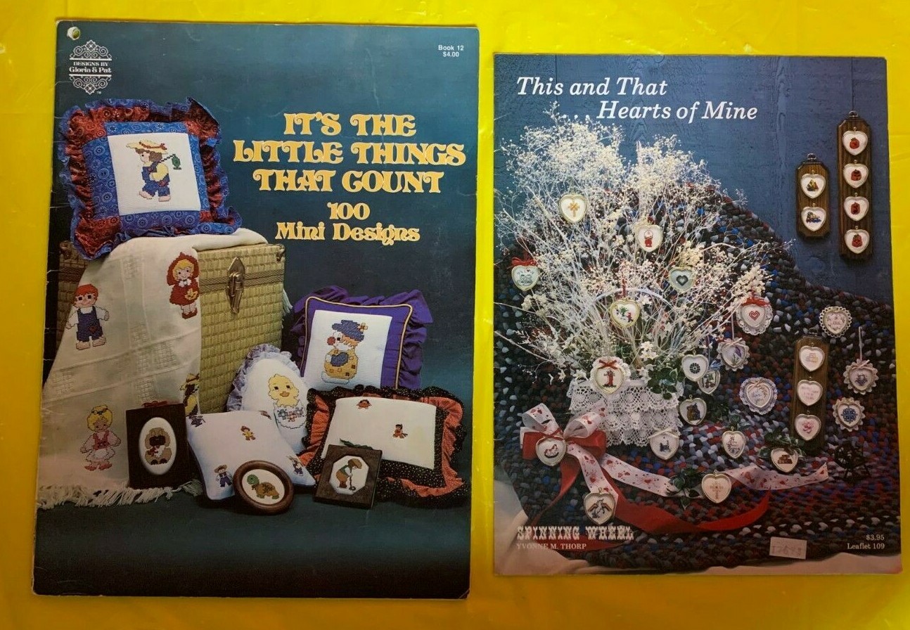 6 Vintage cross stitch Magazines & 1 book-#'s 12/41& 65 by Gloria & Pat +4