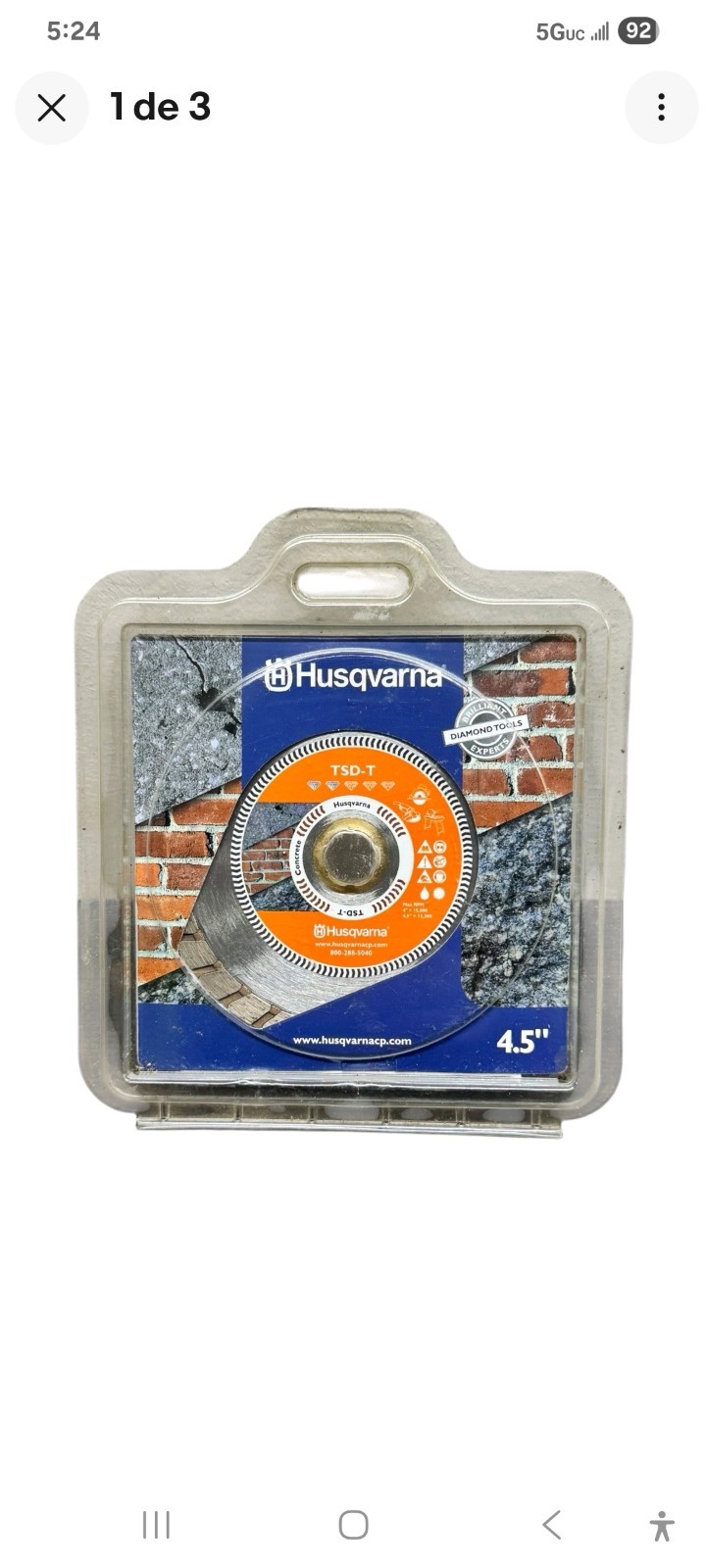 5 PIECES BOX Husqvarna 4.5", TSD-T Turbo Rim Diamond Saw Blade, 542761417