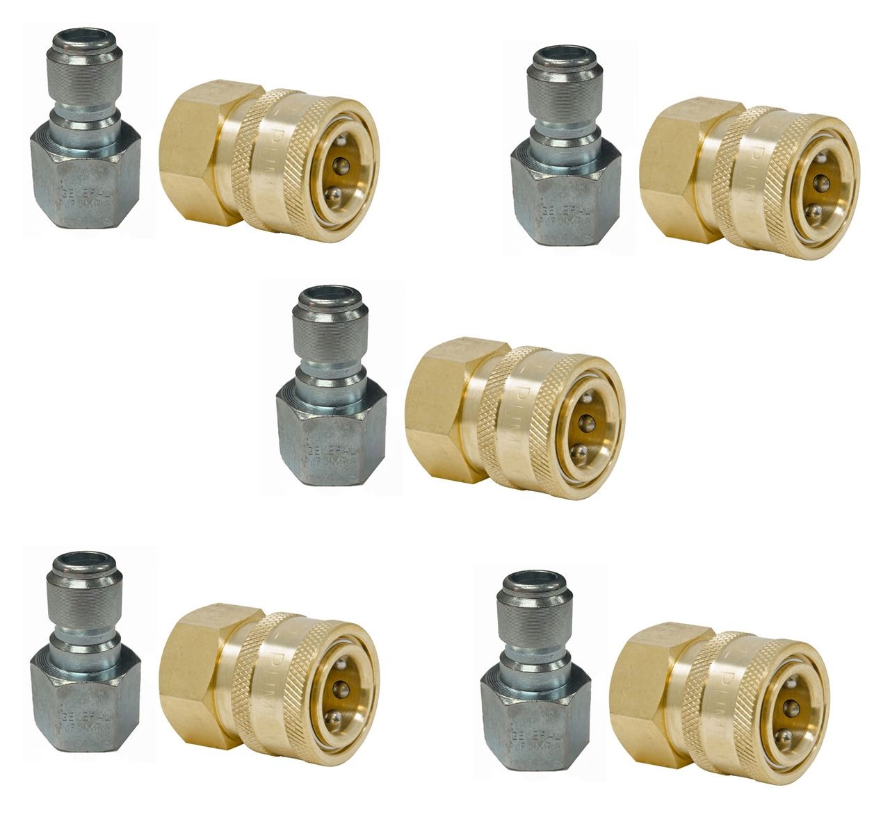 10 Pack GP 3/8 Quick Disconnect Fittings 4,000 PSI (5 St Plugs and 5 Br Sockets)