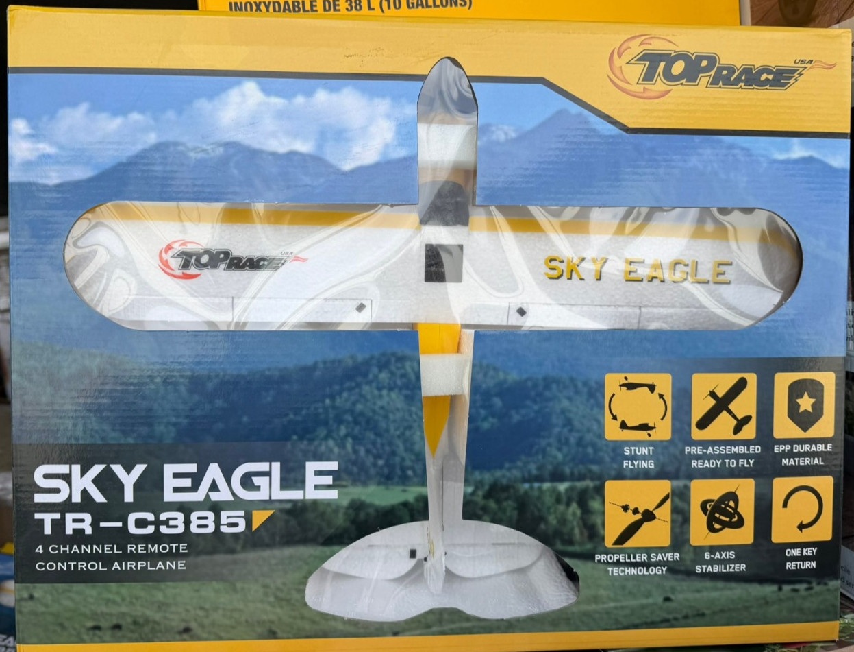 Sky Eagle 4-Channel Remote Control Airplane TR-C385 Fly Top Race Styrofoam White